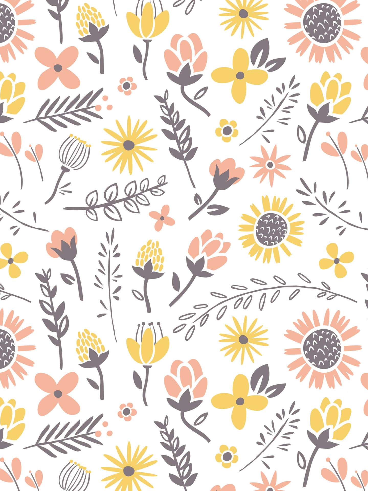 Yellow Cute Floral Pattern Wallpaper