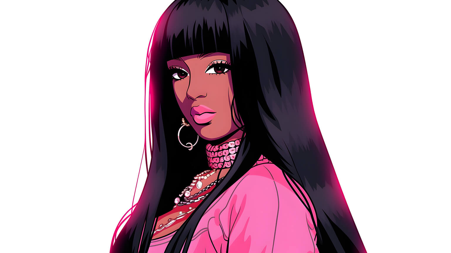 Pink Baddie Girl White Desktop