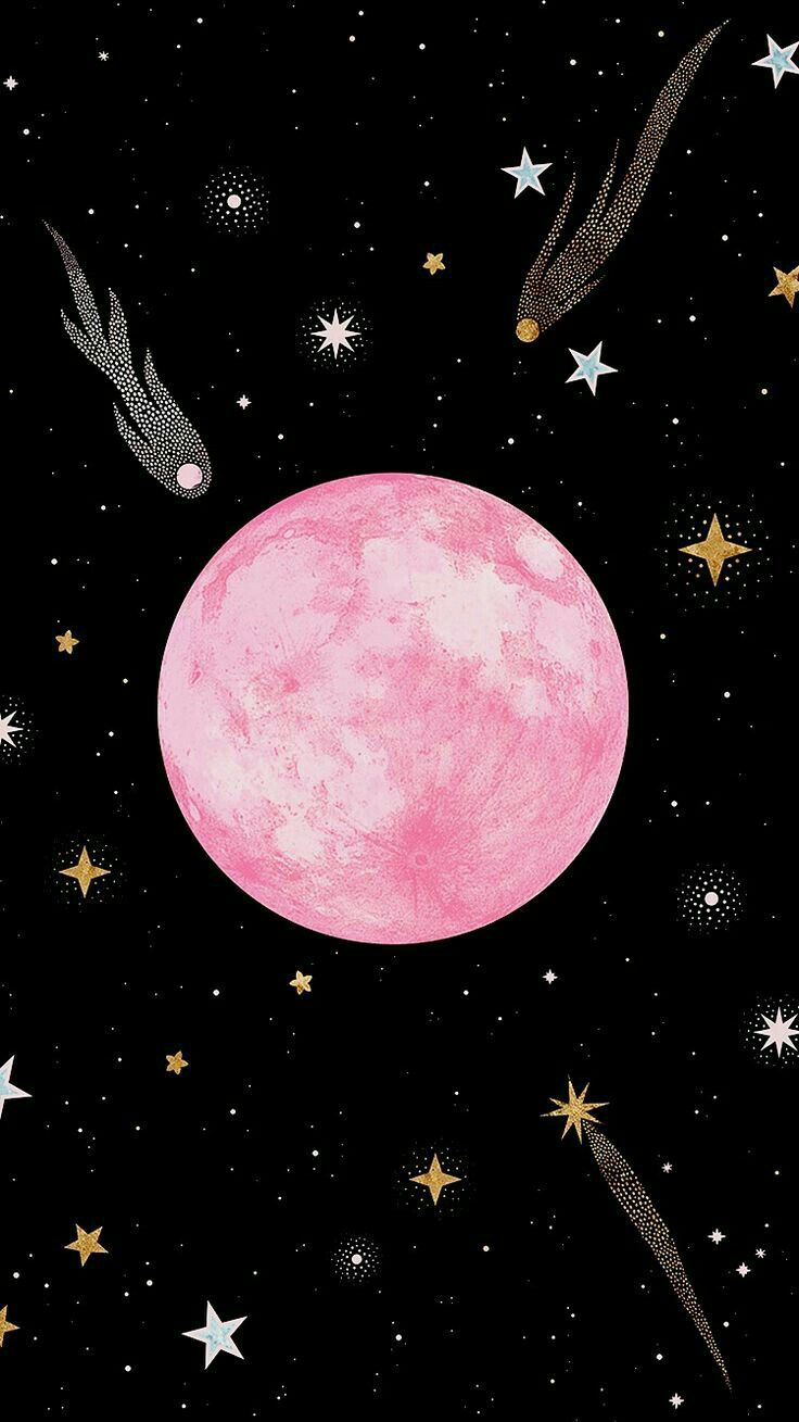 Pink Moon, Moon Pink. Illustration