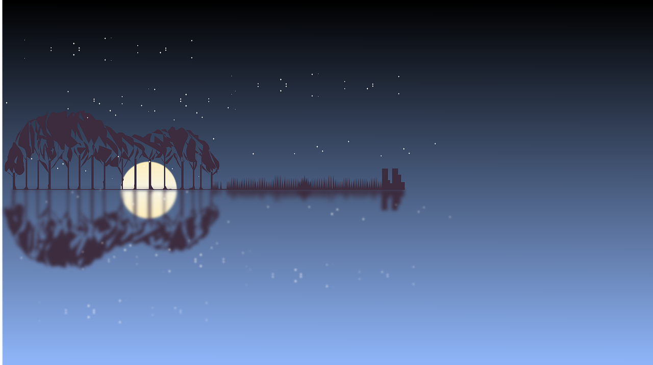 Download Wallpaper, Guitar, Moon