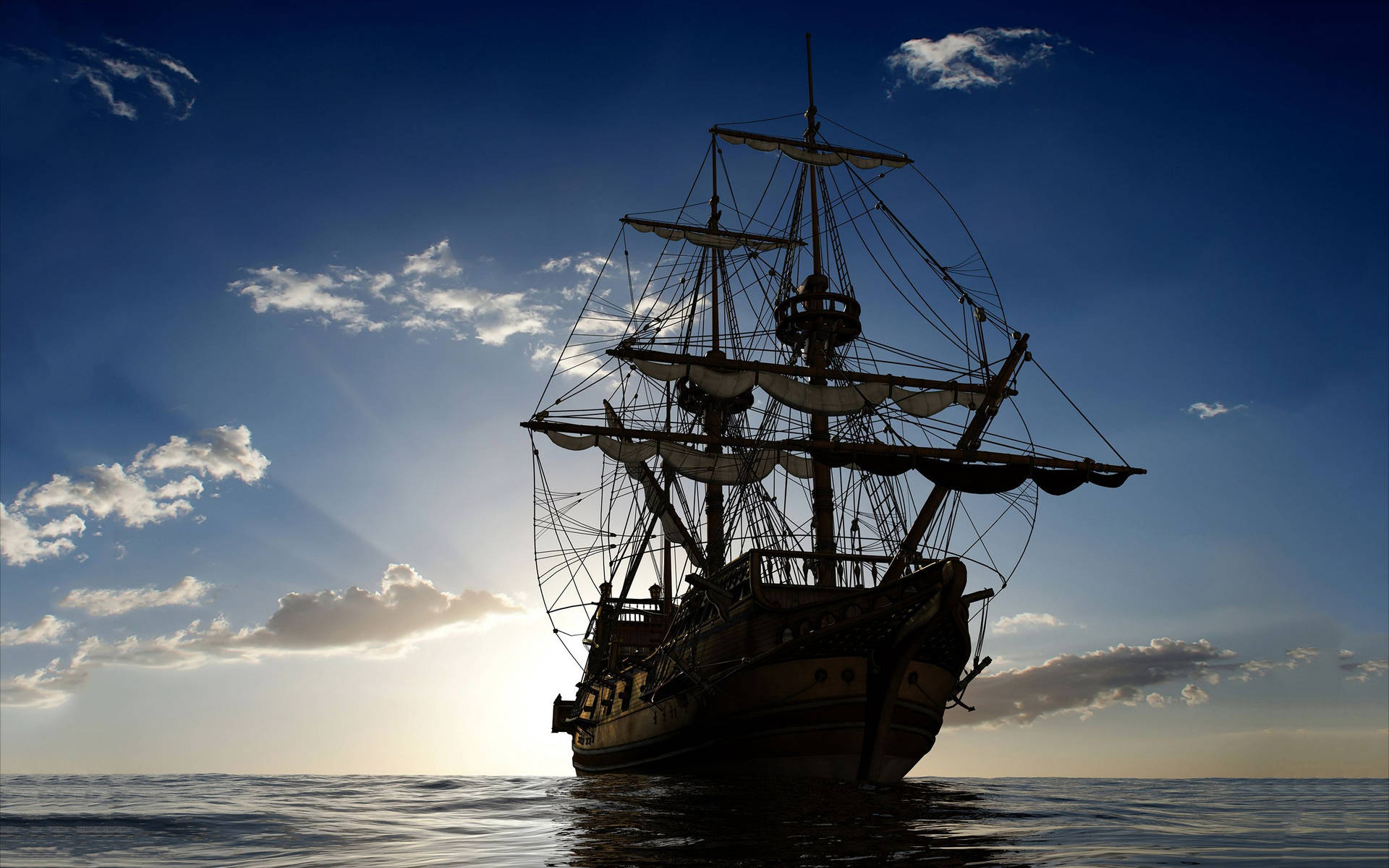Download Dark Ship Silhouette Wallpaper