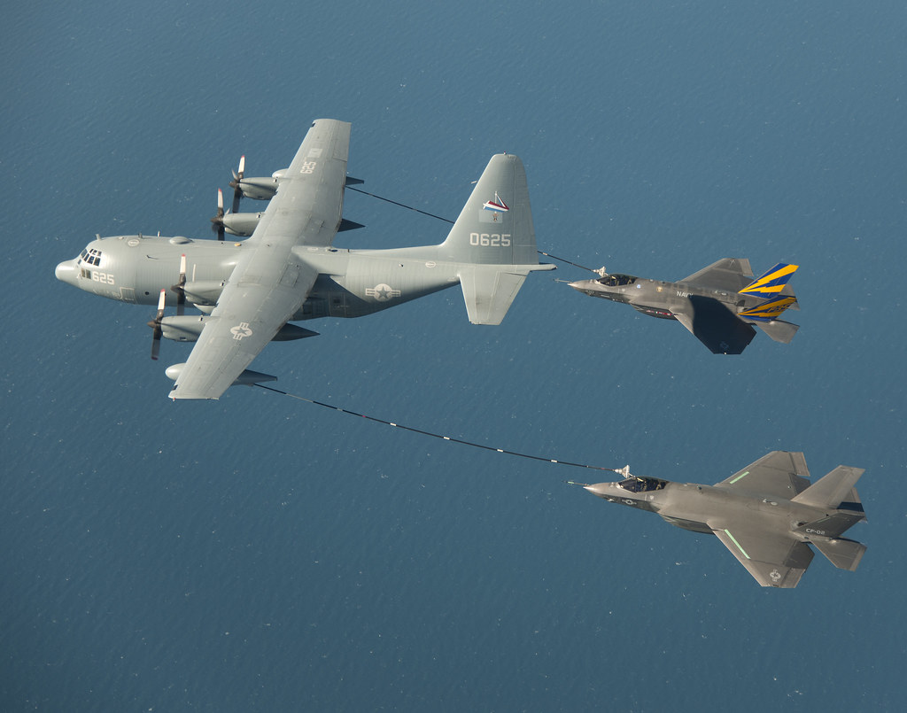 F 35C Refueling With KC 130. Two F 35C