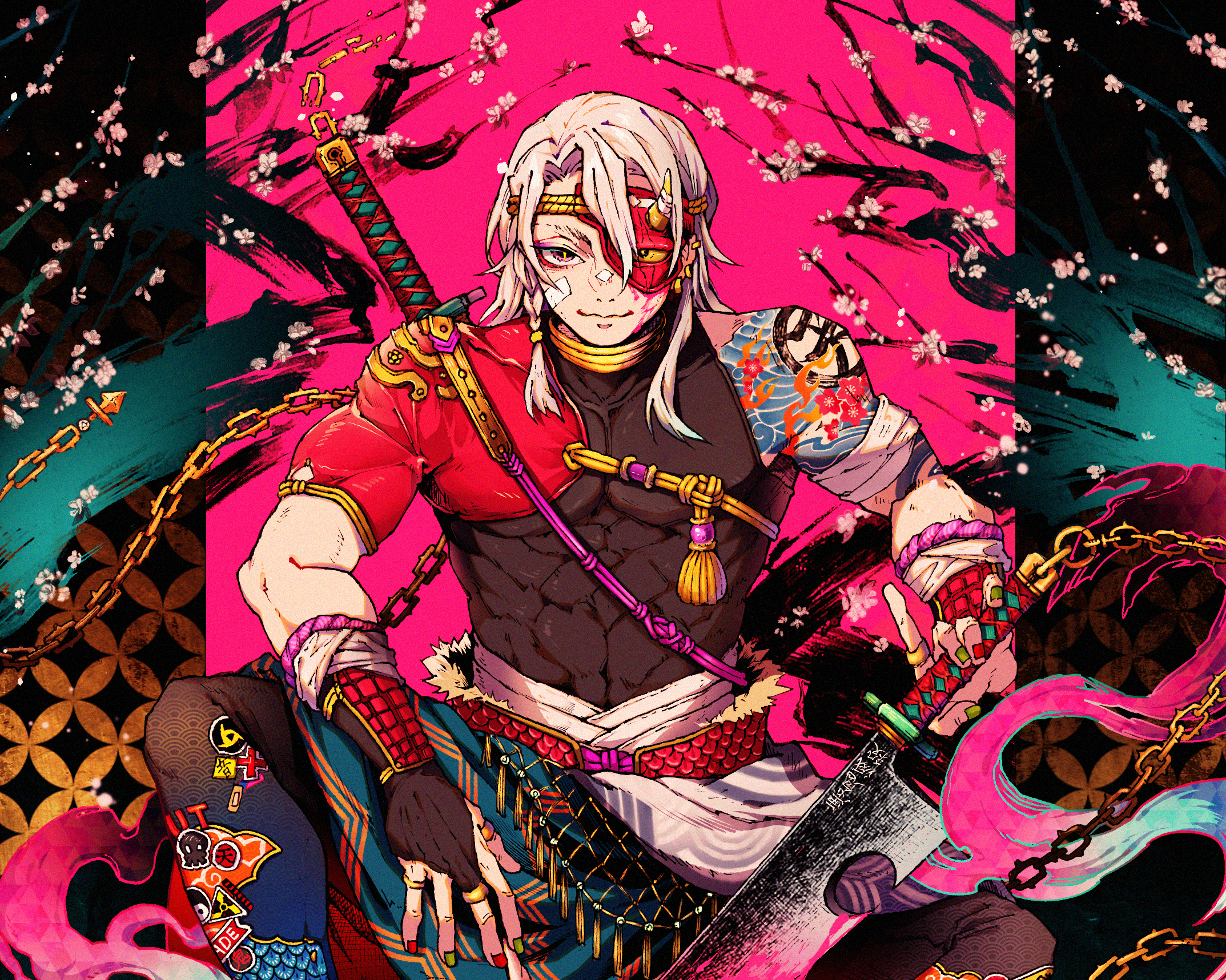 Download Tengen Uzui Anime Demon Slayer: Kimetsu No Yaiba HD Wallpaper by 海月いまり