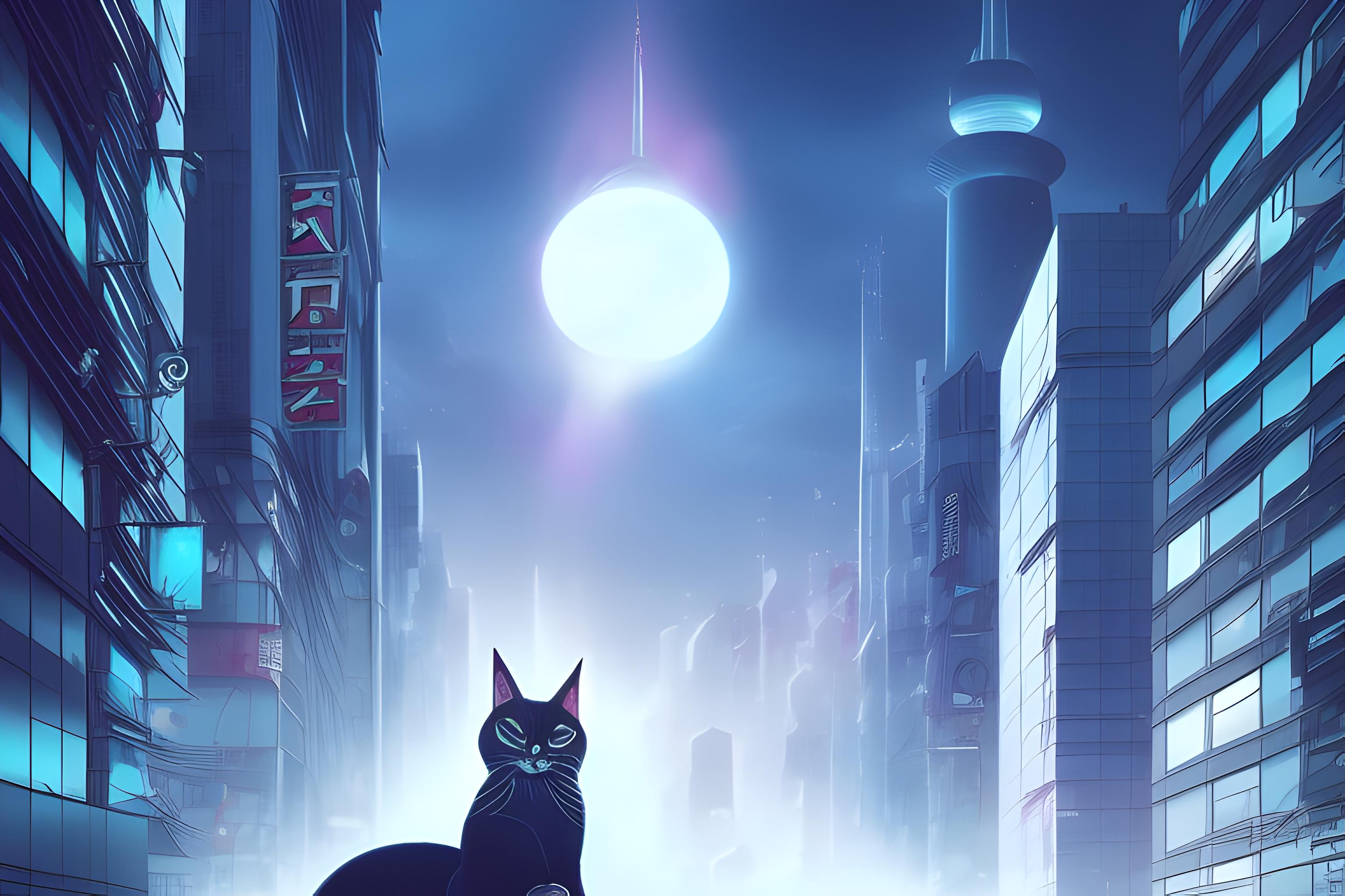 A giant cat destroys Tokyo