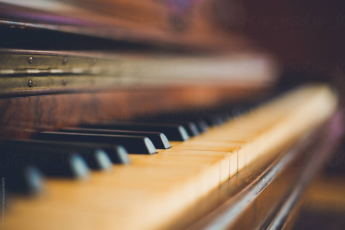 Vintage Piano Keys On Antique Piano