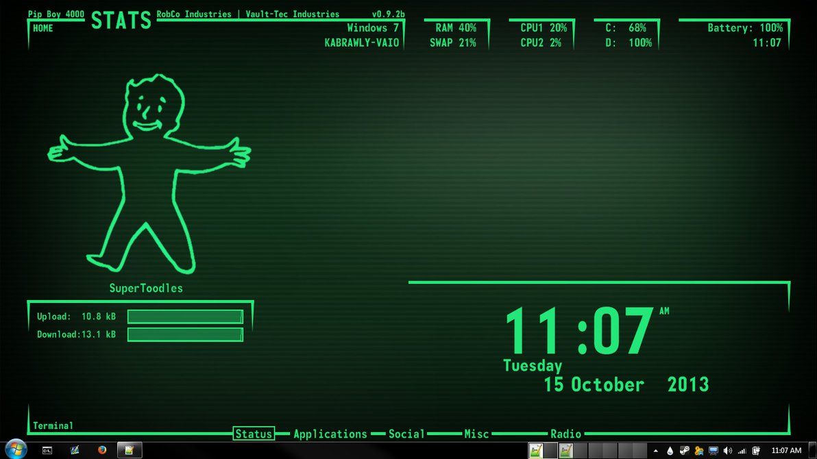 Pip Boy 4000 1366x768 Back