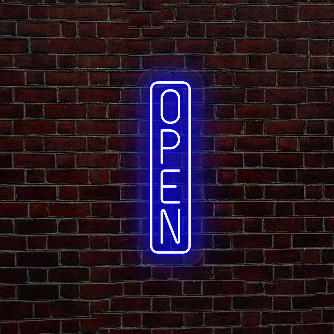 Vertical Open Neon Sign for Business