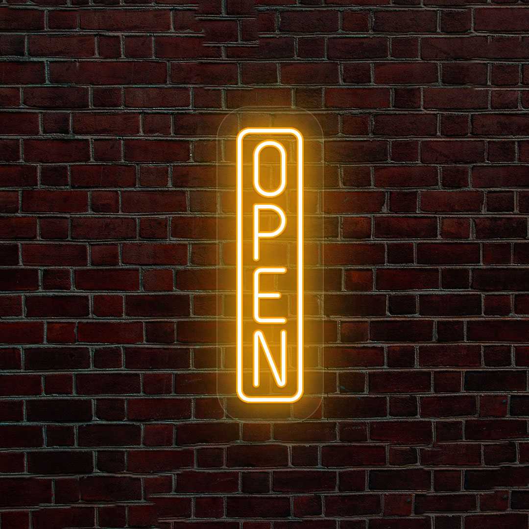 Vertical Open Neon Sign for Business