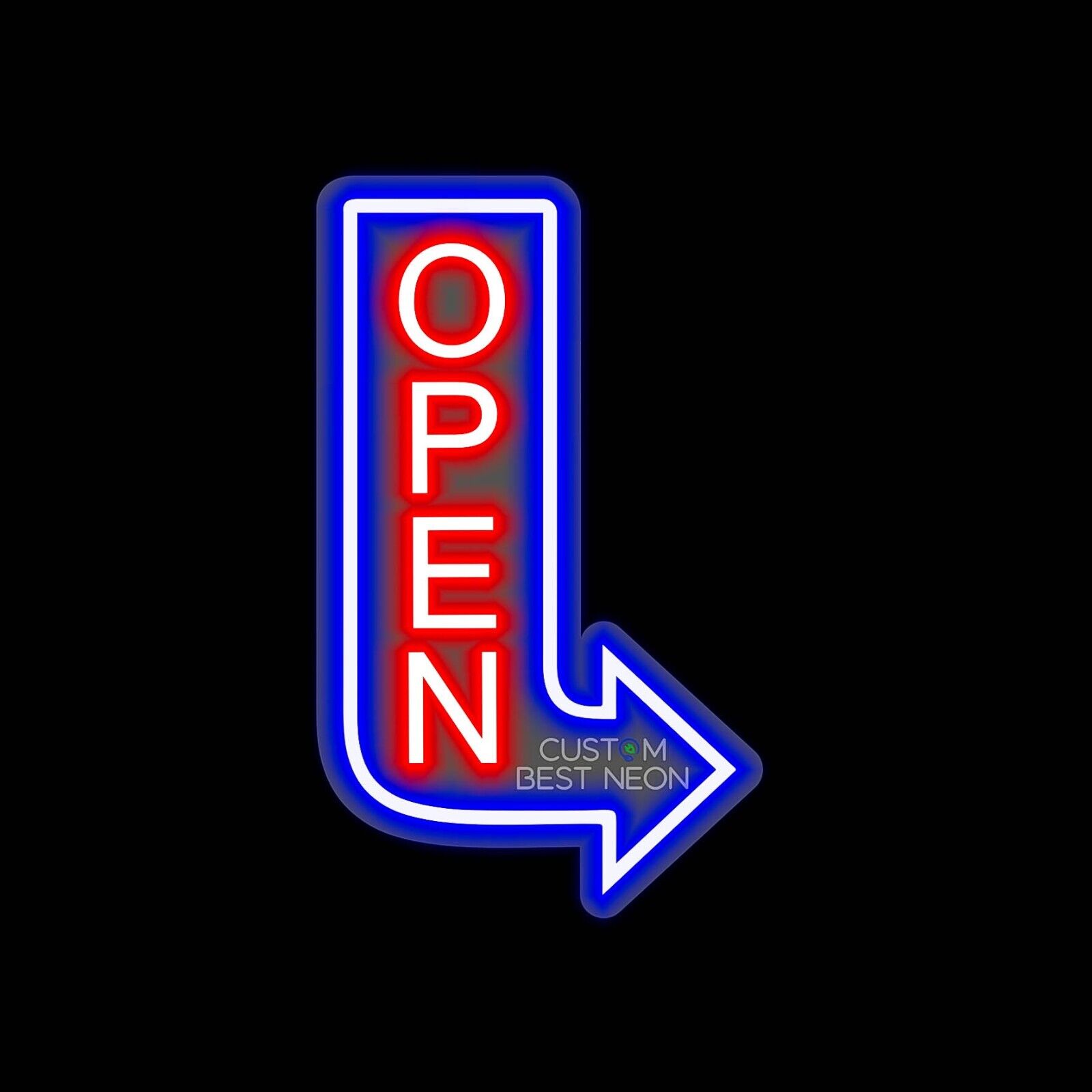 Light up arrow sign Vertical open sign