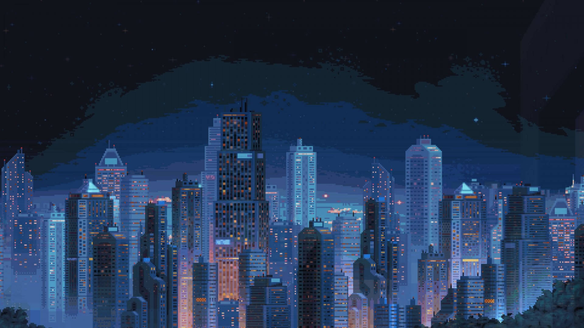 Download free Pixel Art City Night