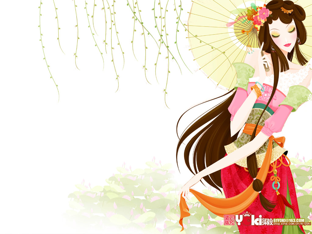 Asian, Chinese Girl Wallpaper Paintings
