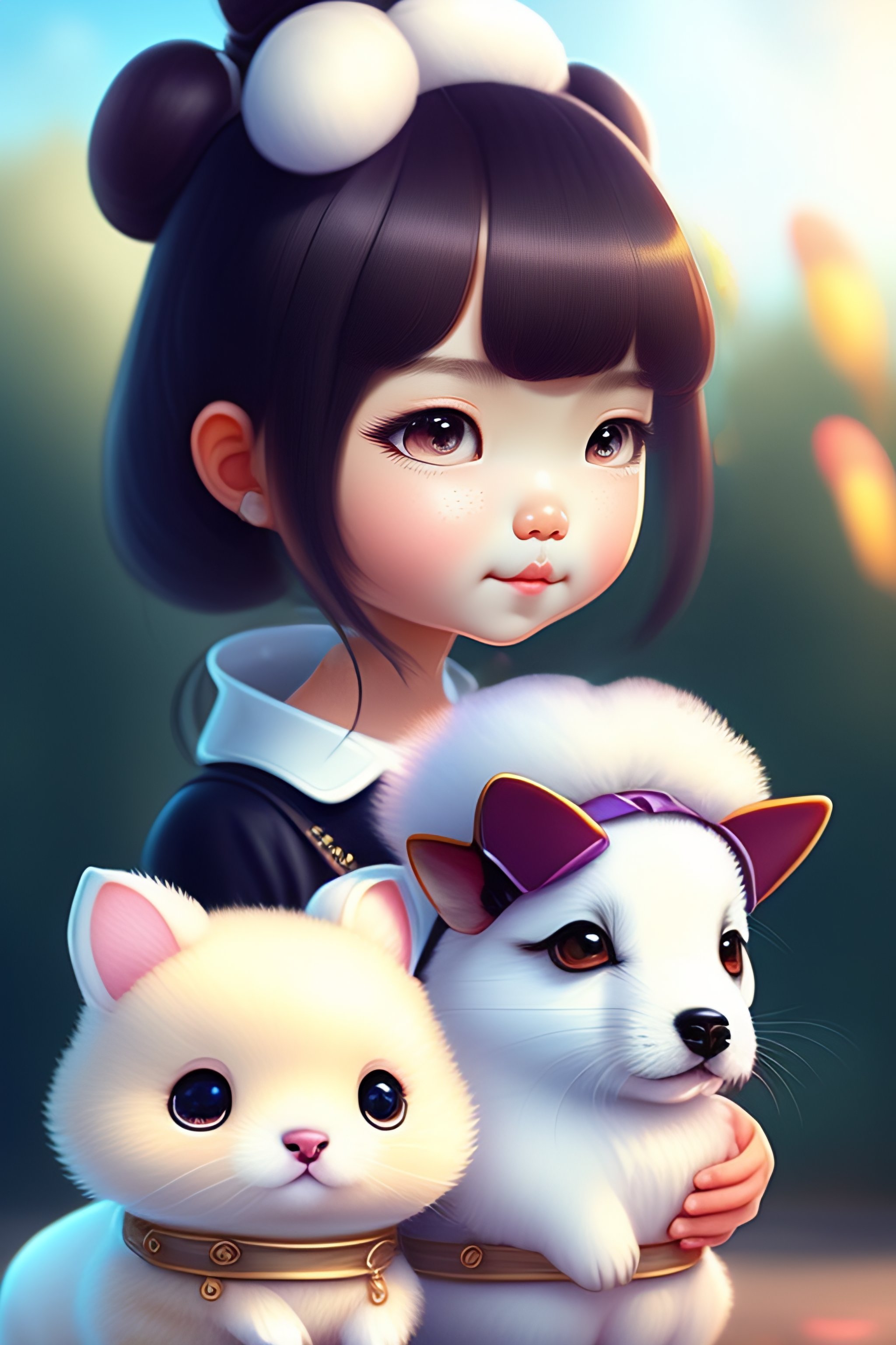 Cute and adorable cartoon asian girl