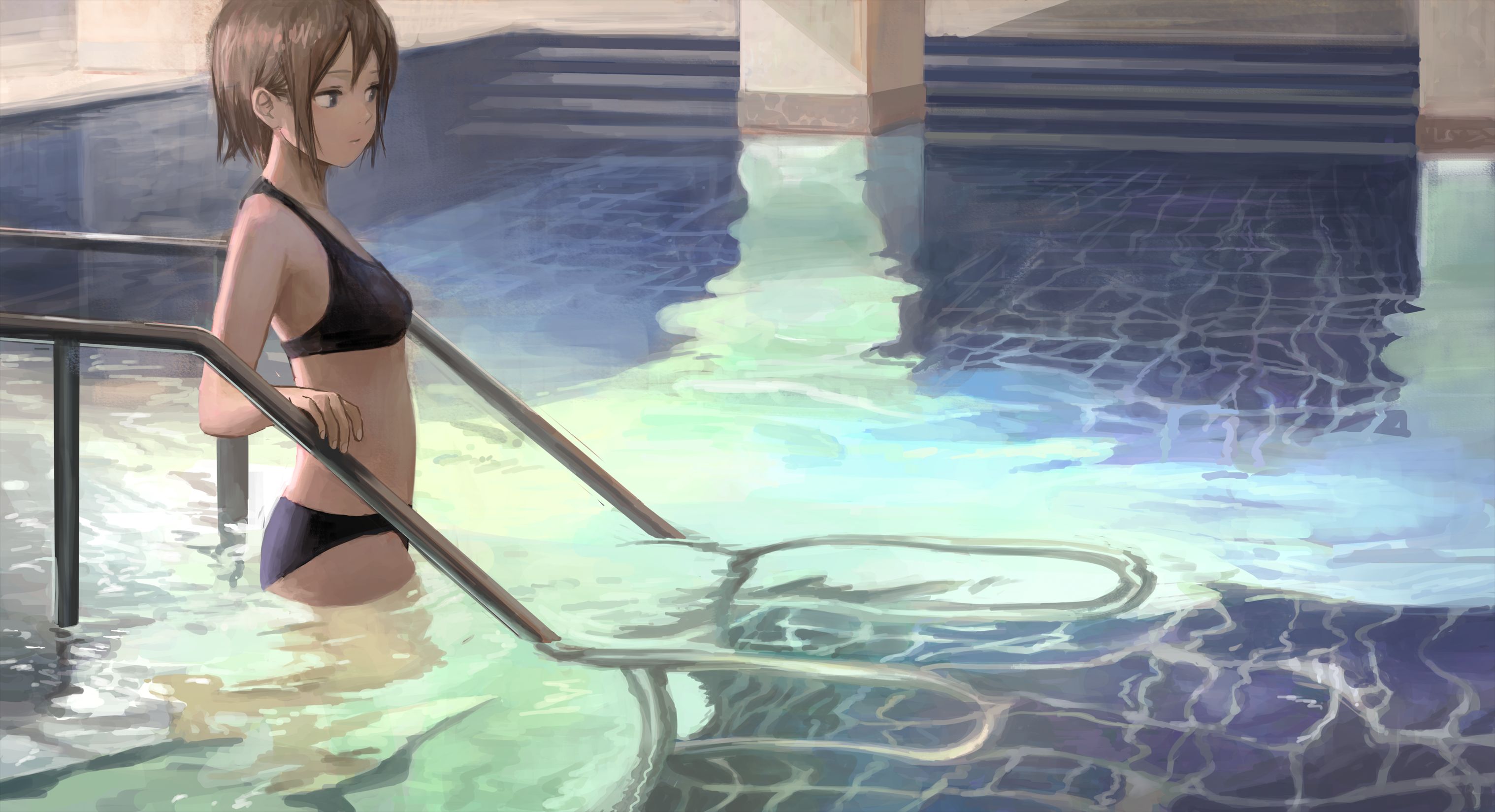 HD desktop wallpaper: Anime, Girl, Pool
