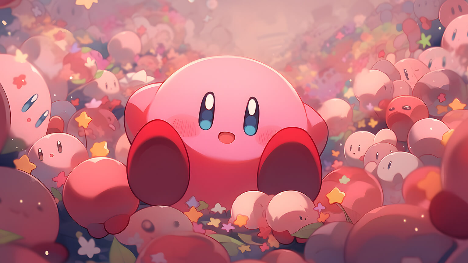 Funny Kirby Pattern Desktop Wallpaper