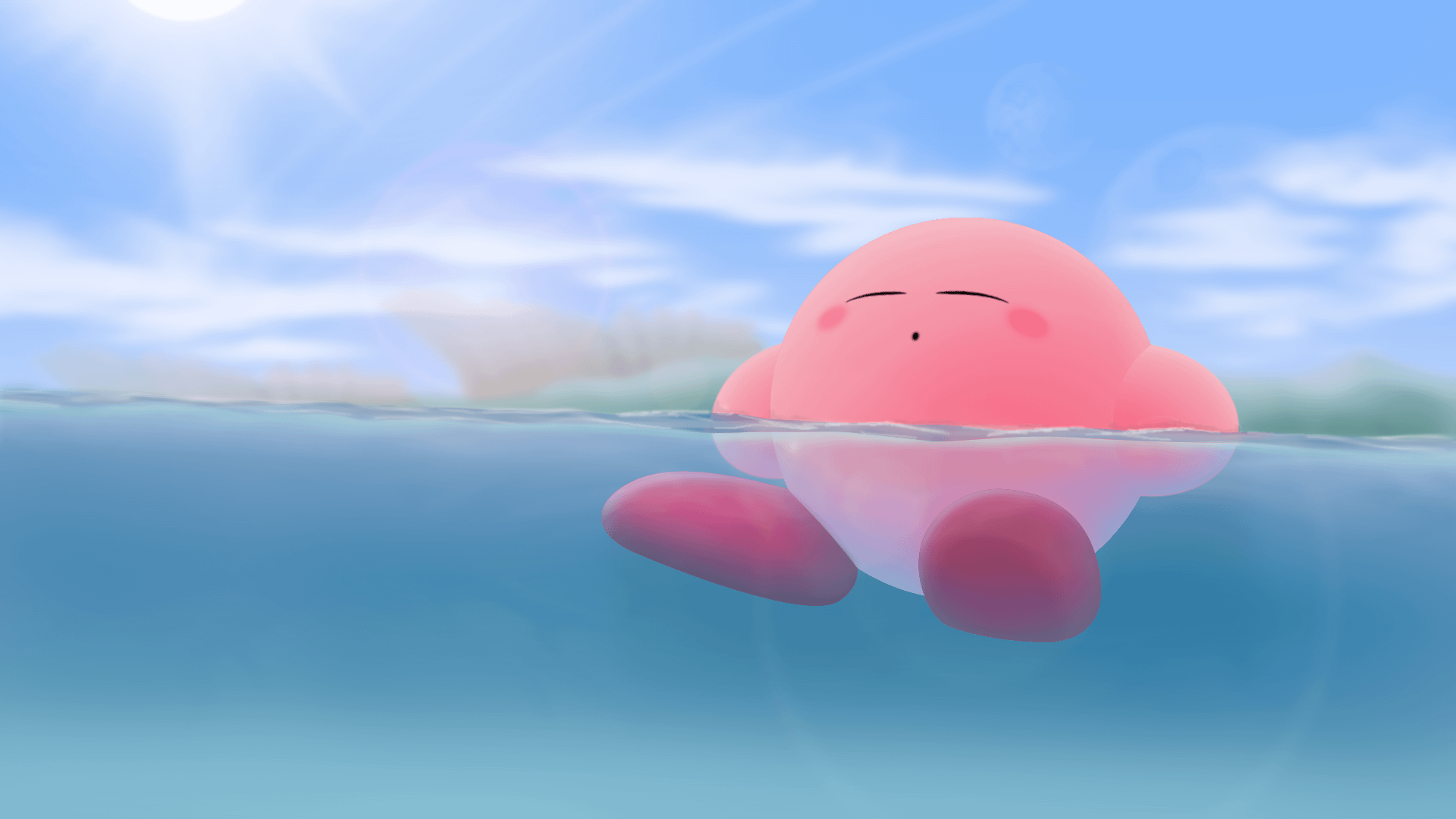 SLEEPY SEA nappy Kirby, Cute as a desktop background