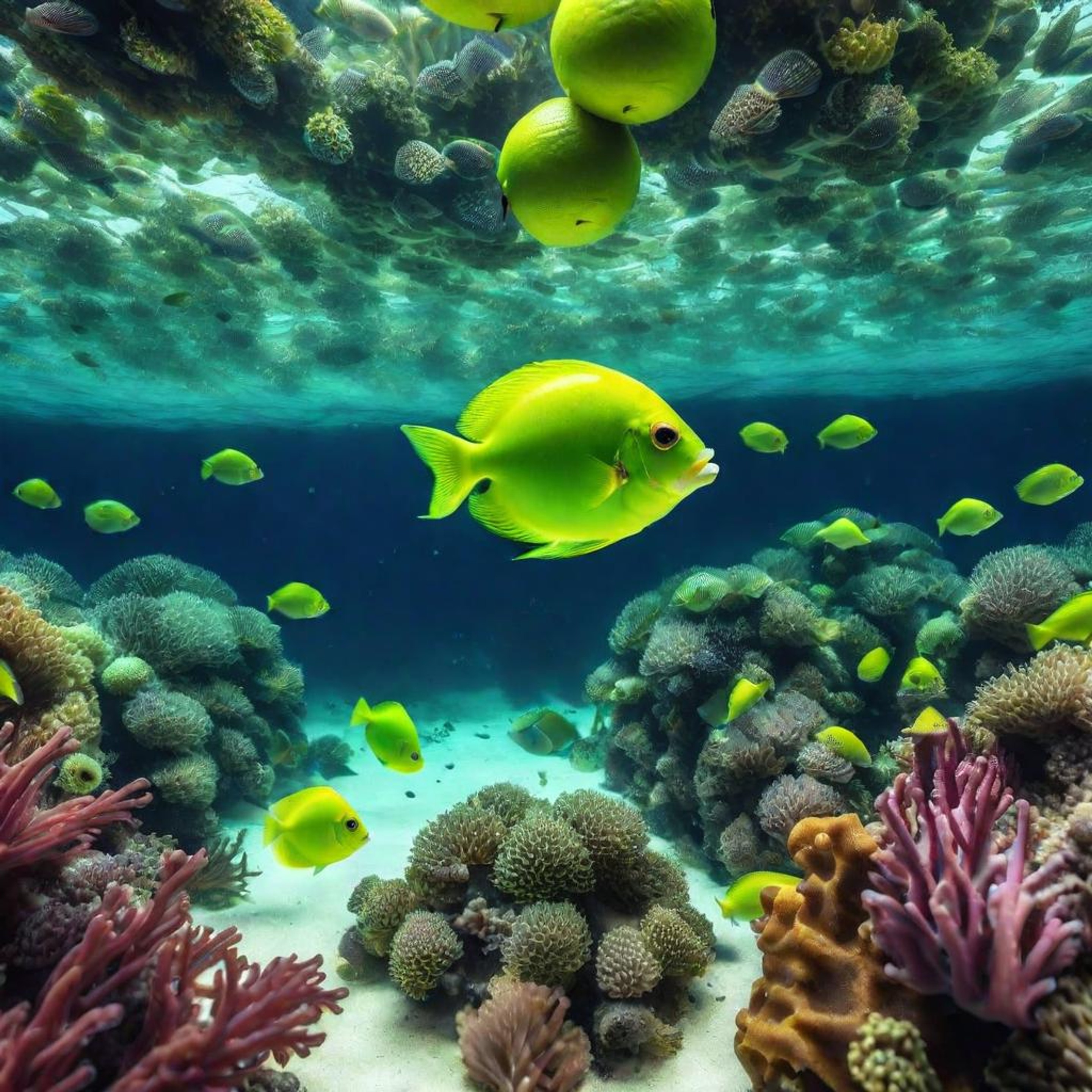 Underwater Lime Fish 4K Wallpaper