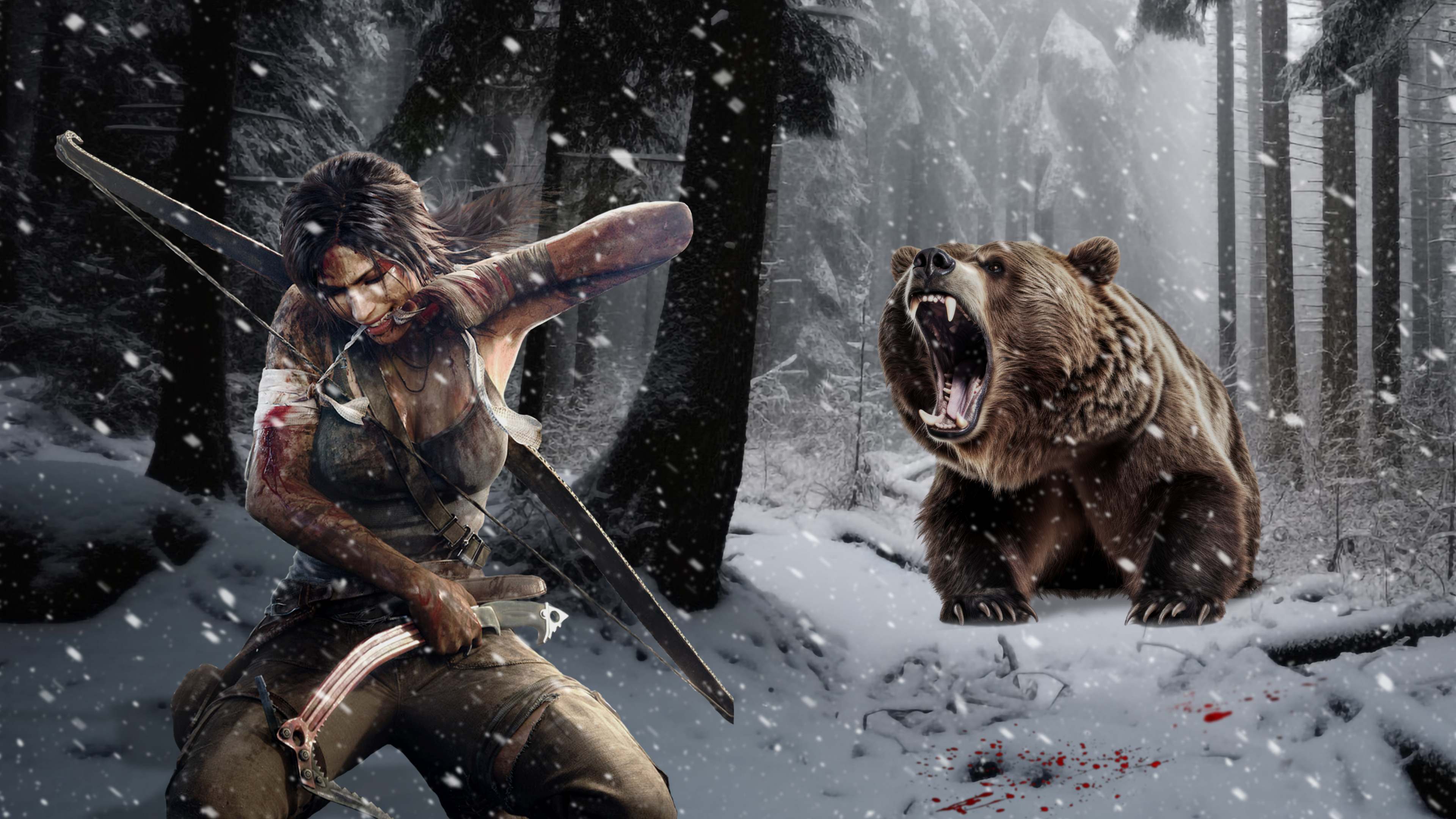 Lara Croft Winter Hunter 4K