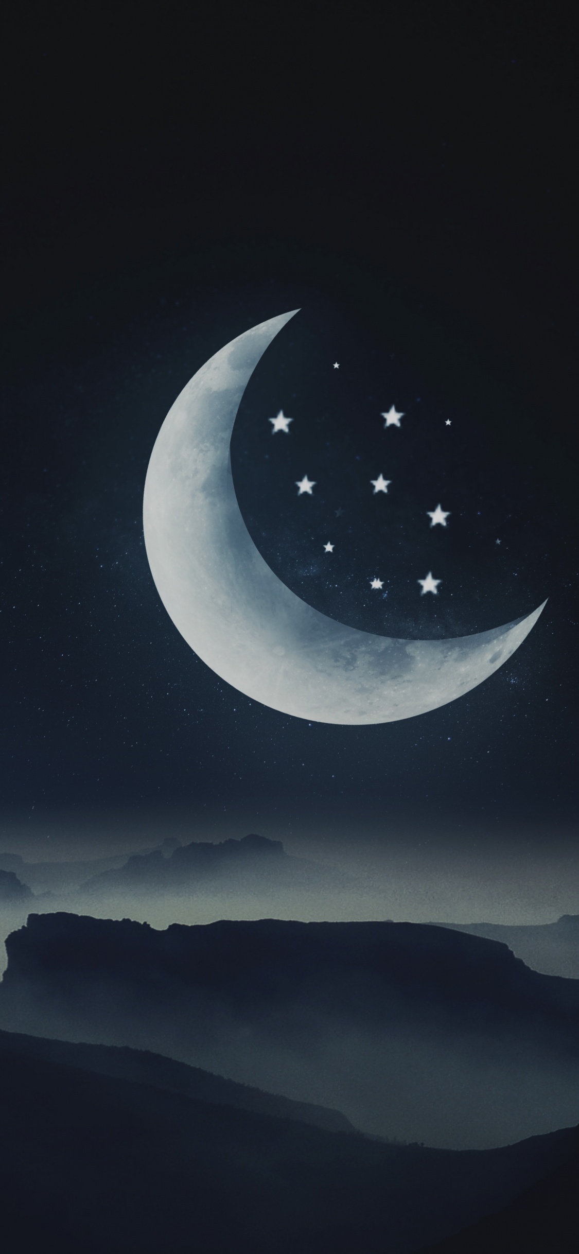 Half moon Wallpaper 4K, Stars