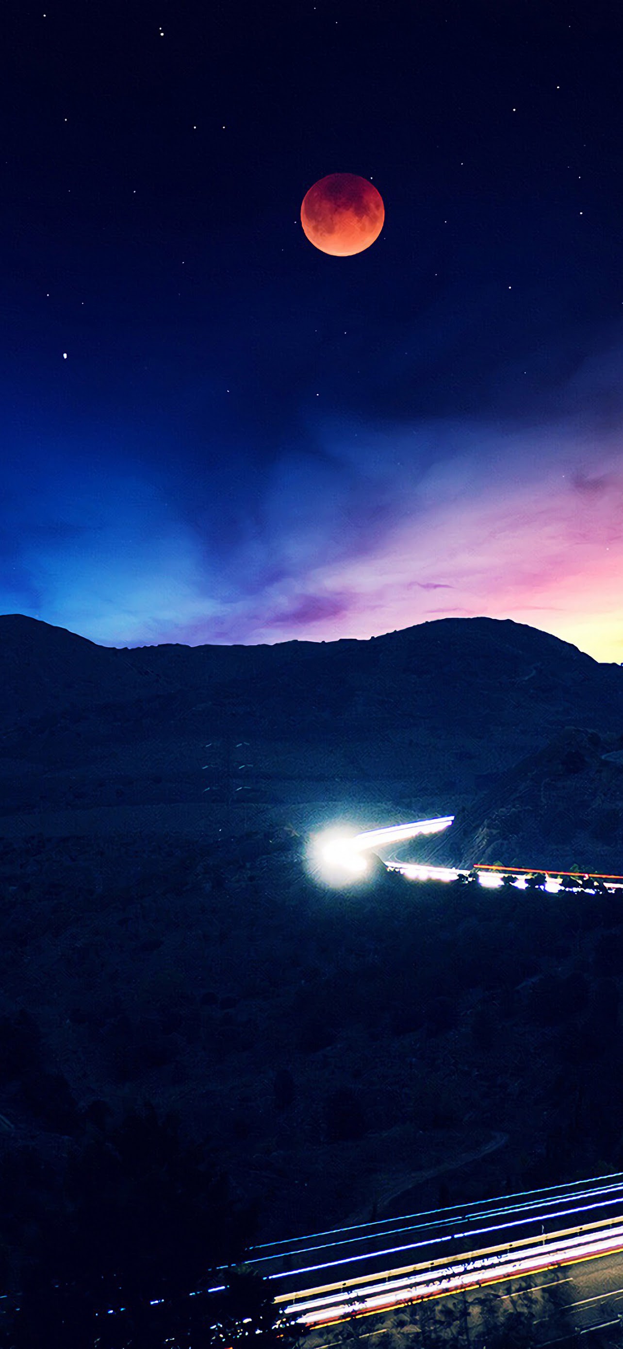 Night Sky Moon Road Time Lapse