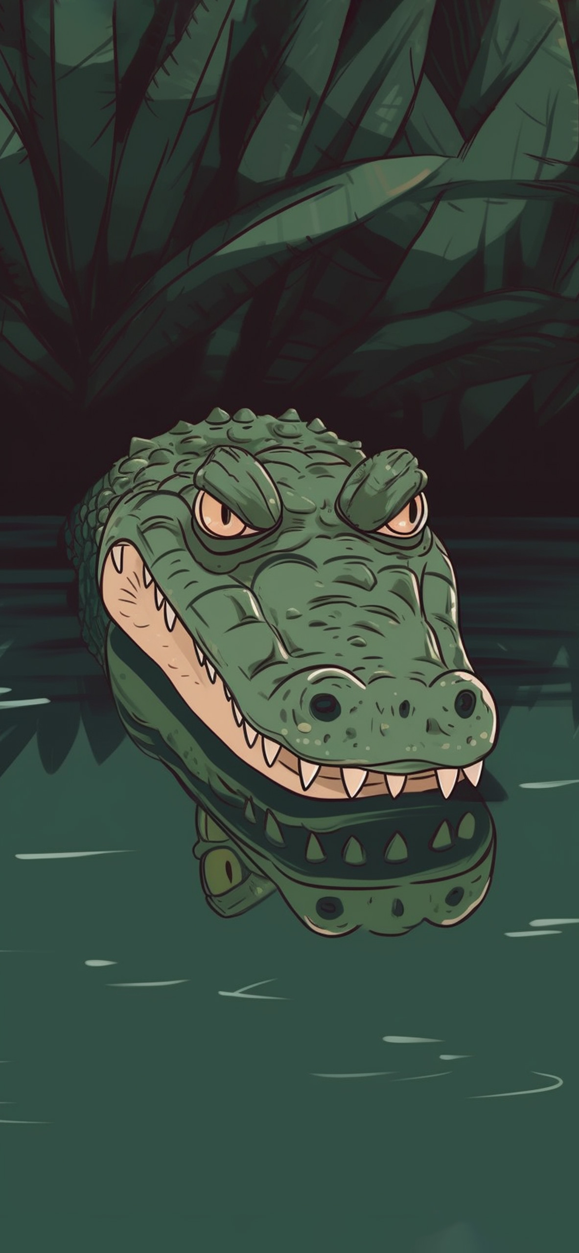Crouching Alligator Green Wallpaper