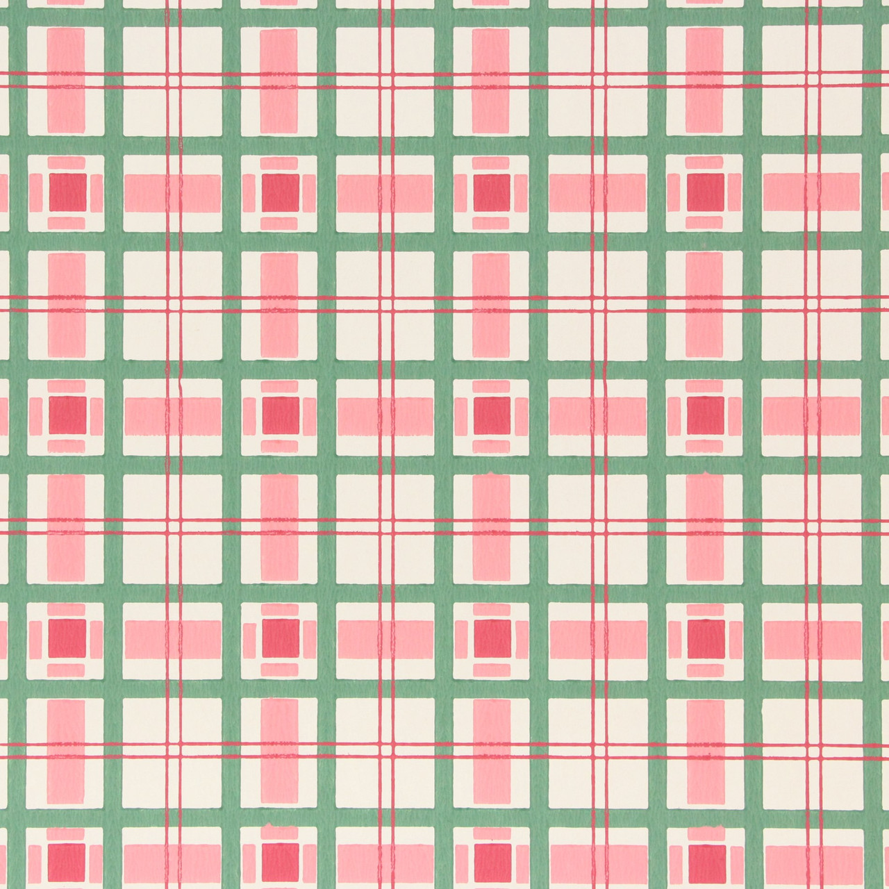 1950s Vintage Wallpaper Pink and Green