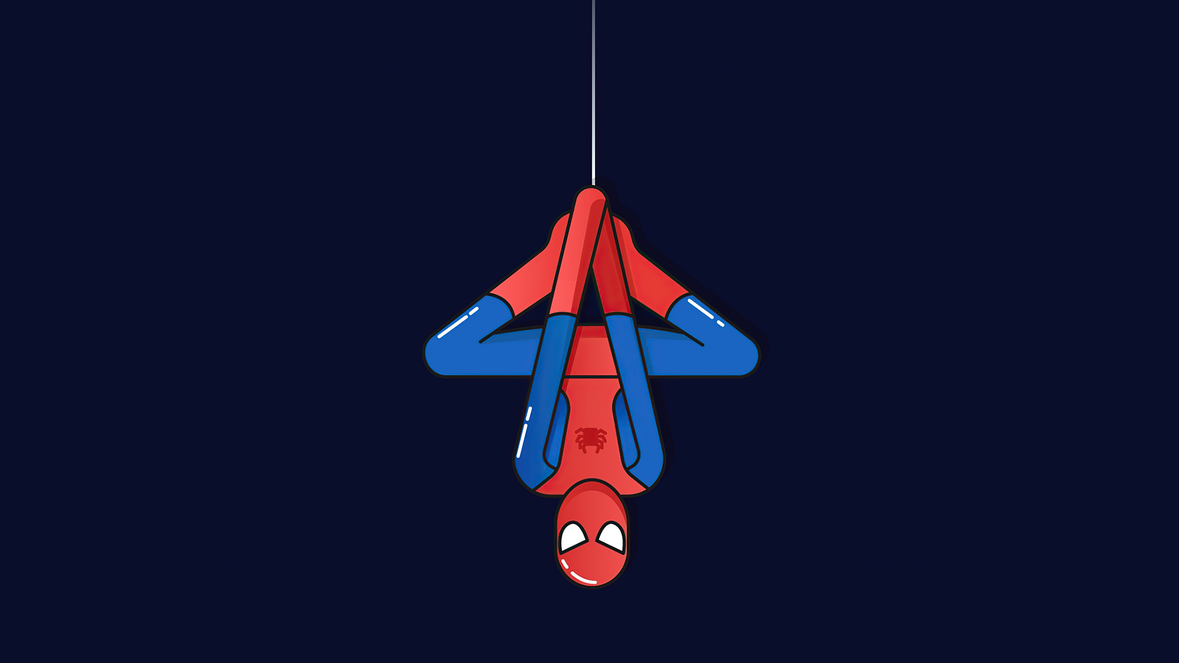 Spiderman Hanging Down Minimal 4k