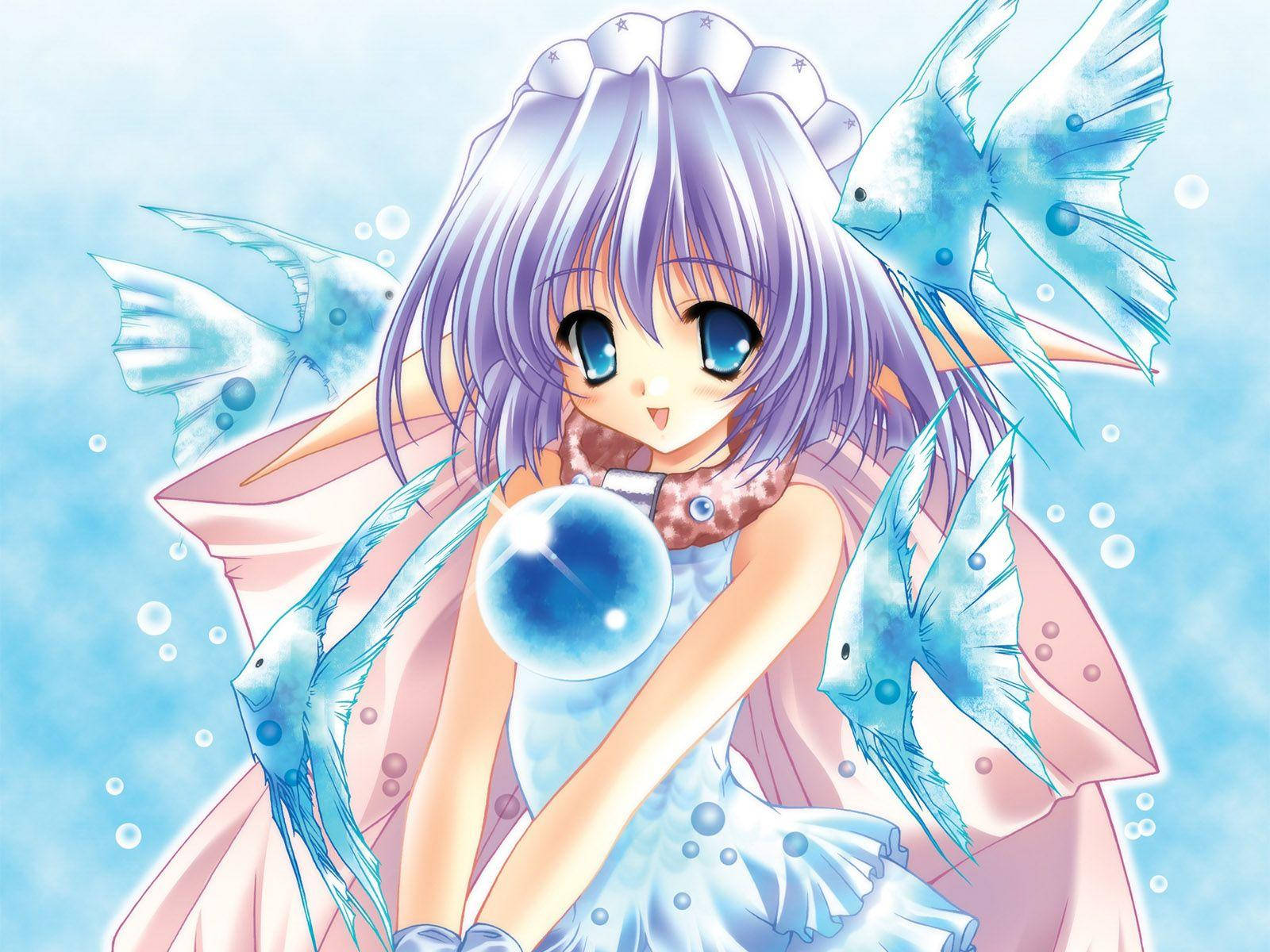 Anime Cute Girl Ocean Pearl Wallpaper