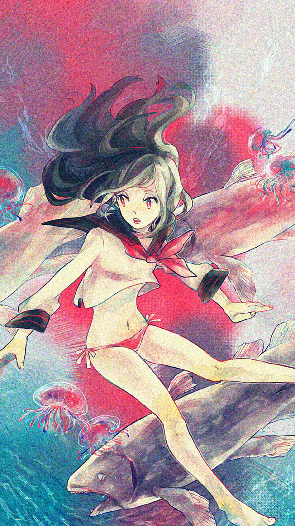 Wallpaper Girl In Ocean Anime