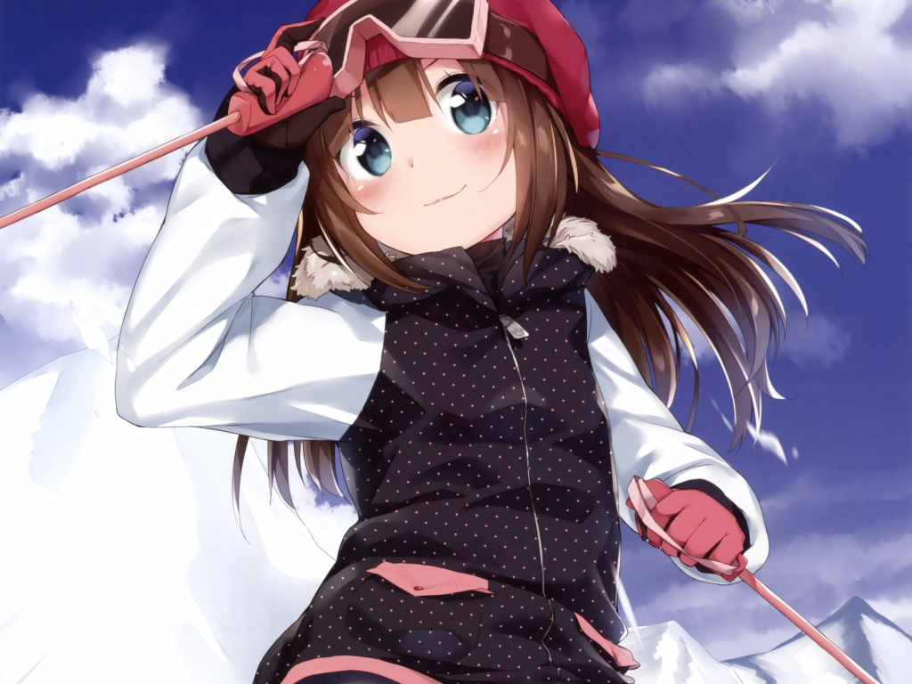 Wallpaper skying, sports, anime girl