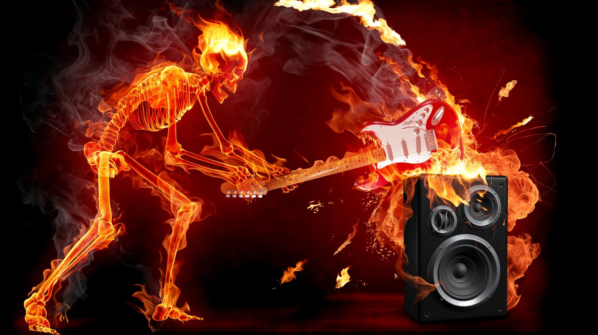 Fiery Skeleton Rocking Out