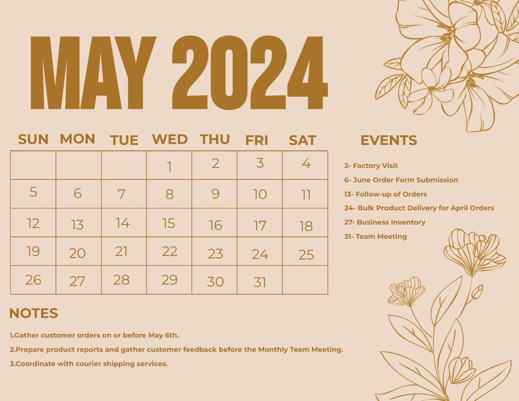 Fancy May 2024 Calendar