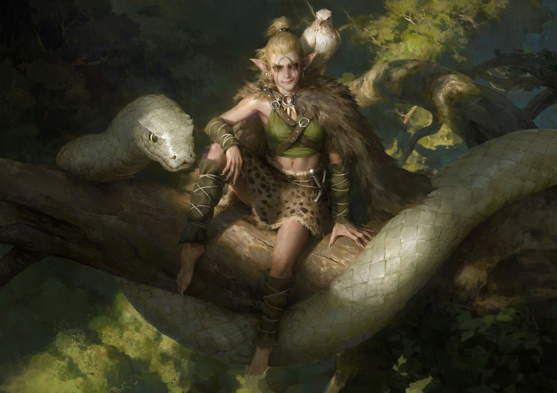 Snake Woman Girl Blonde Elf Wallpaper