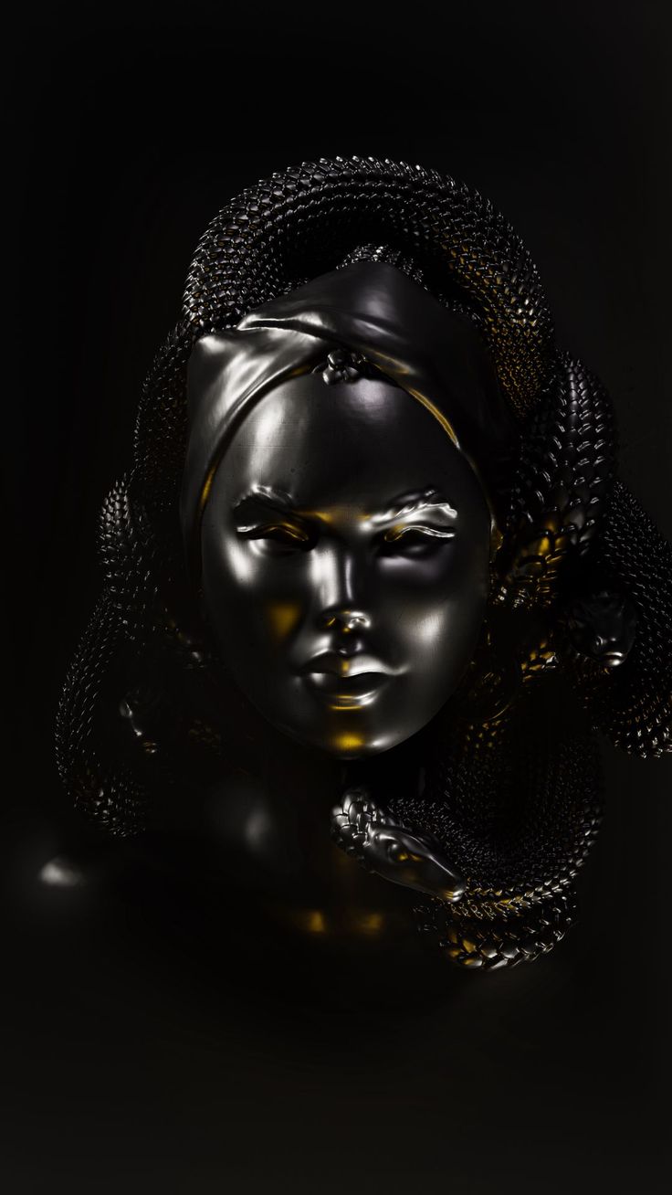 Wallpaper woman, face, snake, black