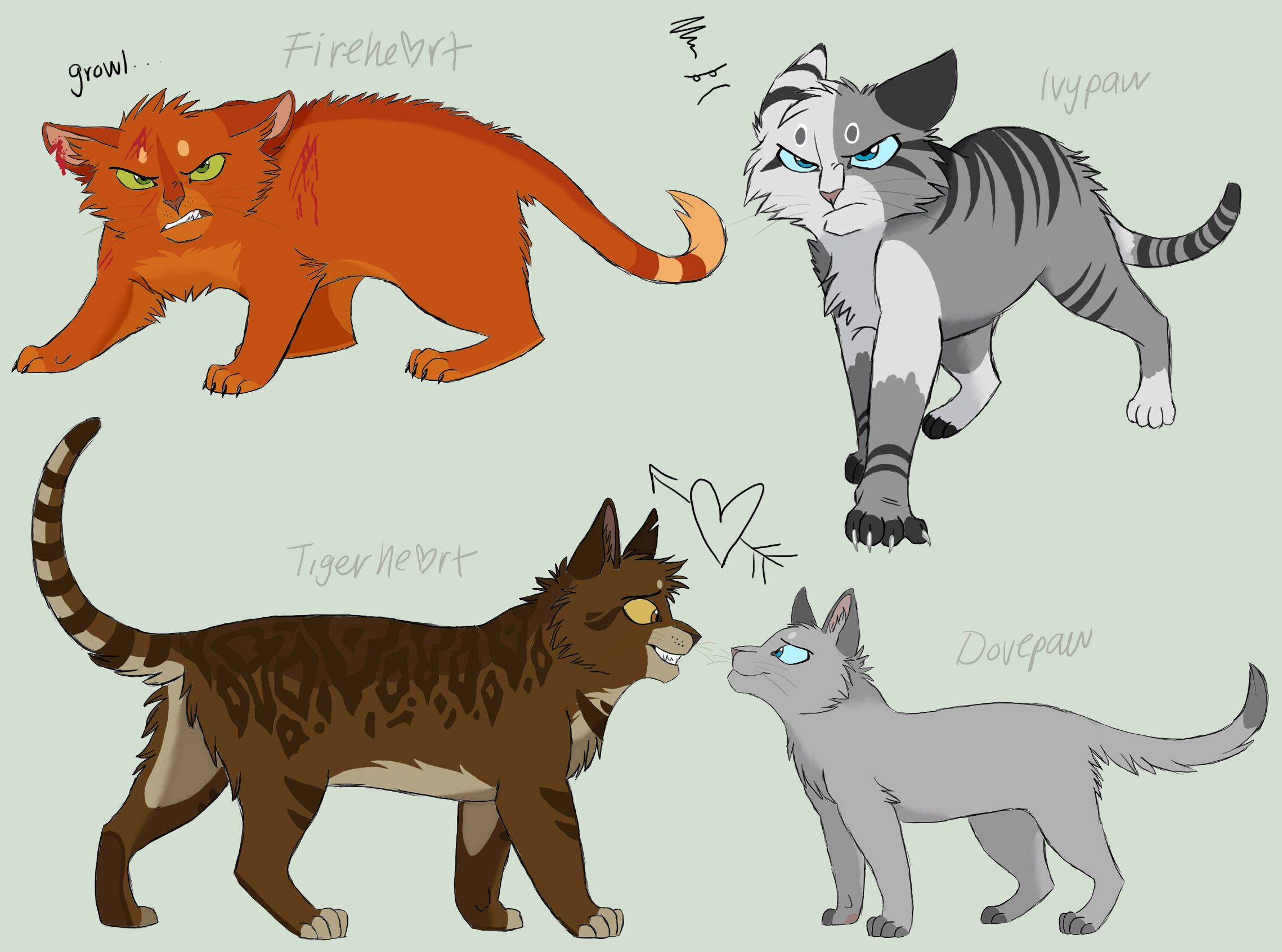 Firestar, Dovewing, Tigerheart, Ivypool