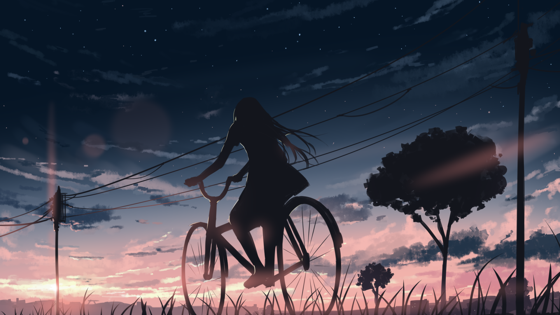 Download Bike Sunset Anime Girl Anime