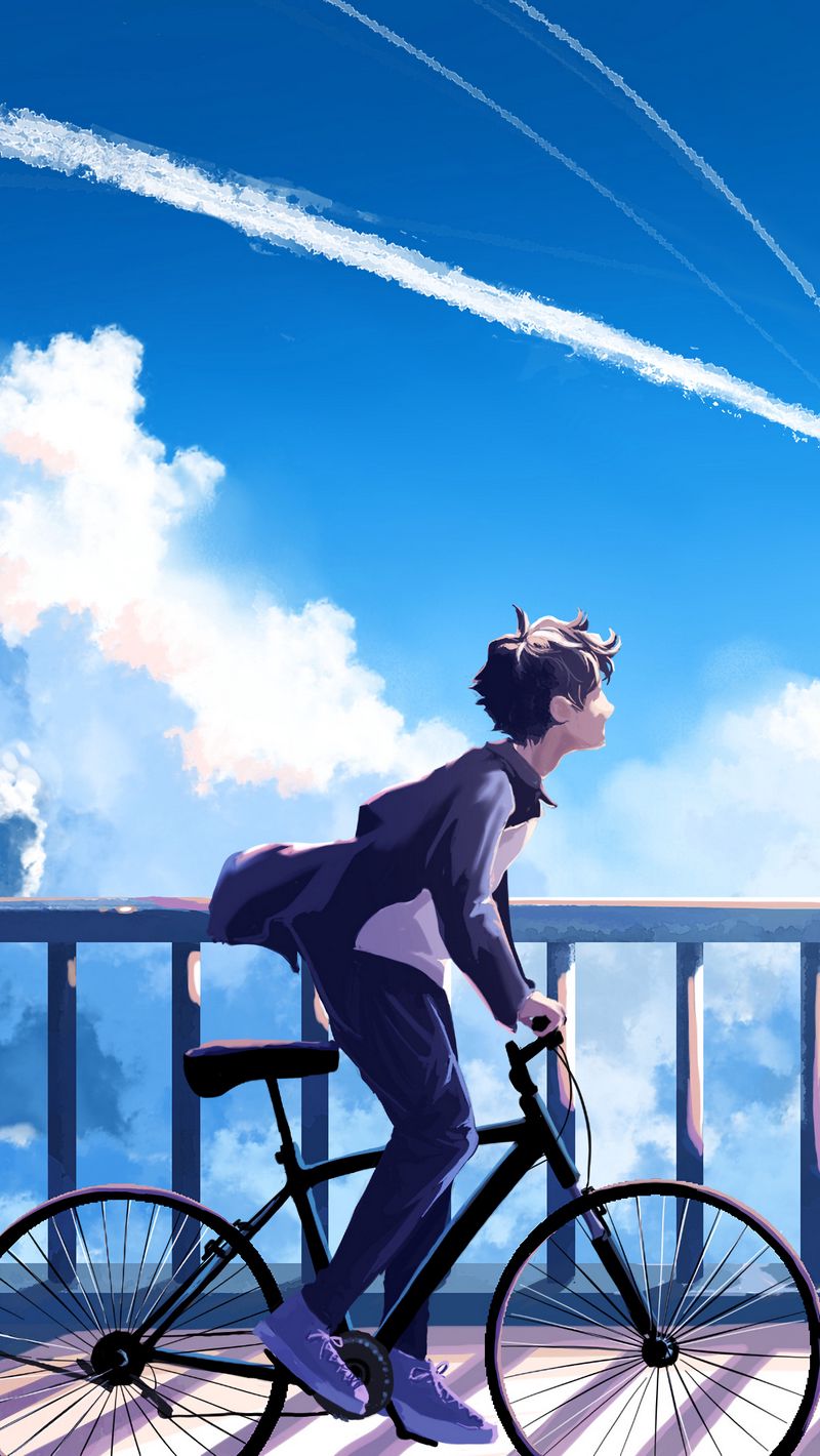 wallpaper 800x1420 guy, bike, alone