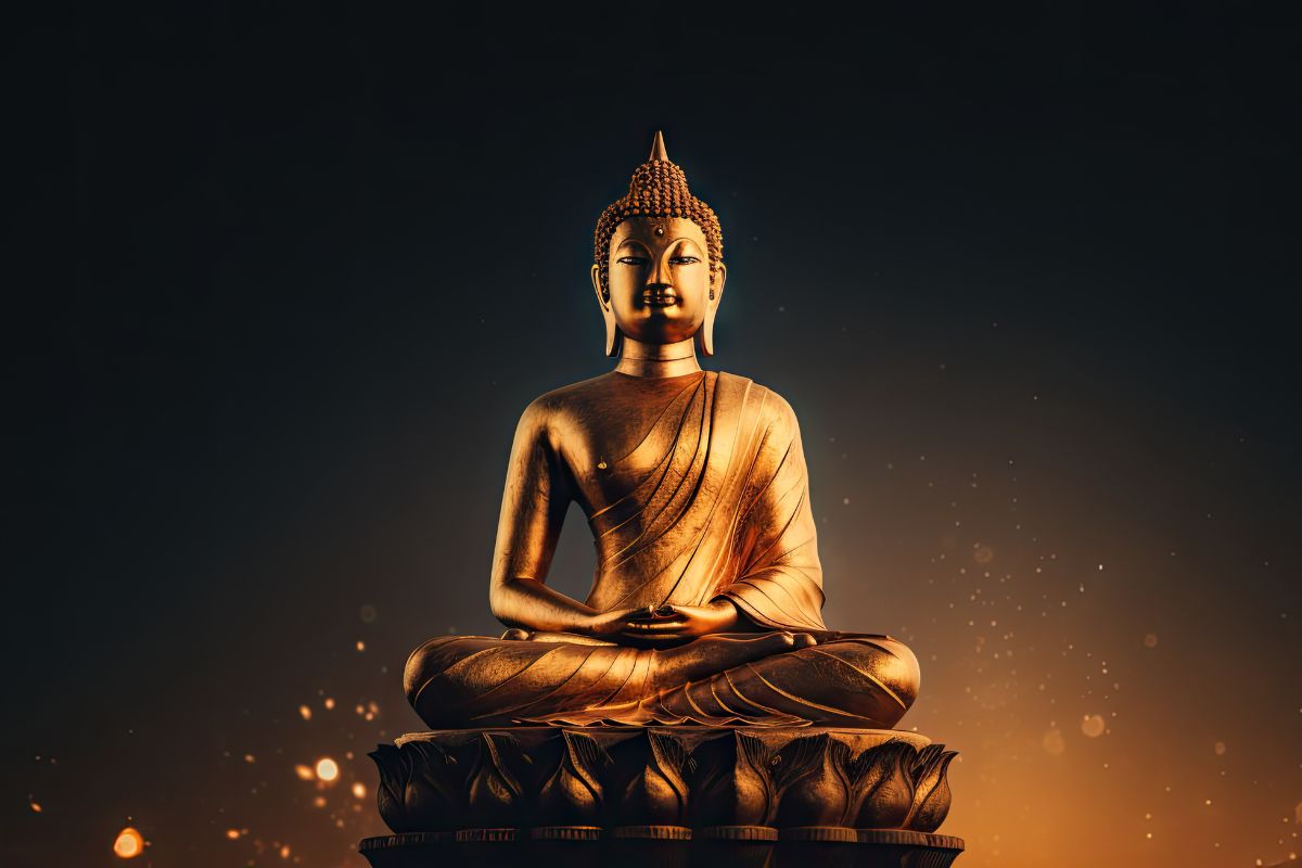 Gilded Tranquillity Golden Buddha Wall