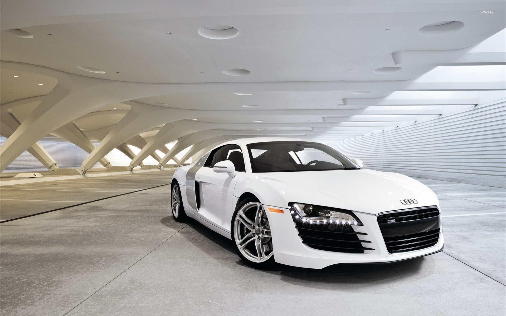 White Audi R8 in a parking lot