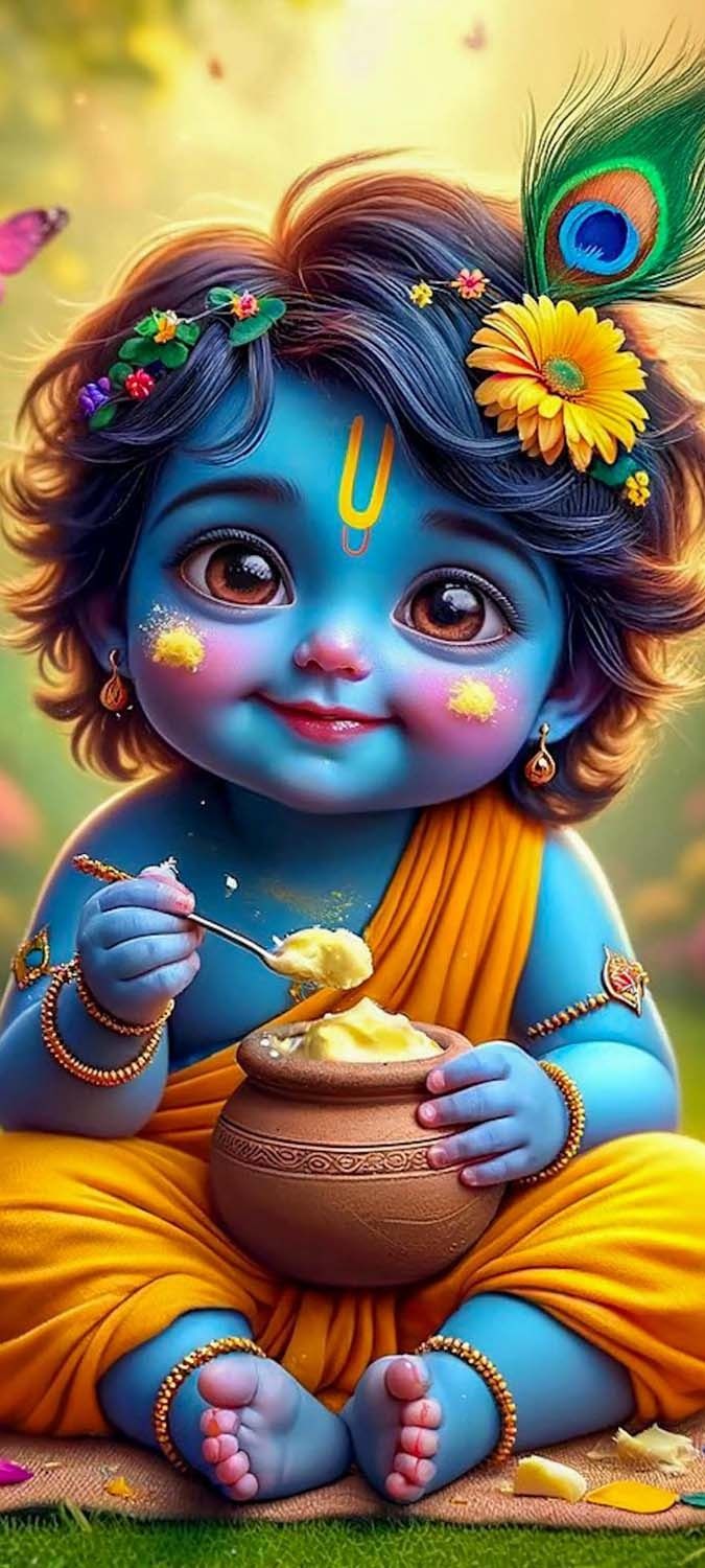 Cute Shree Krishna iPhone Wallpaper