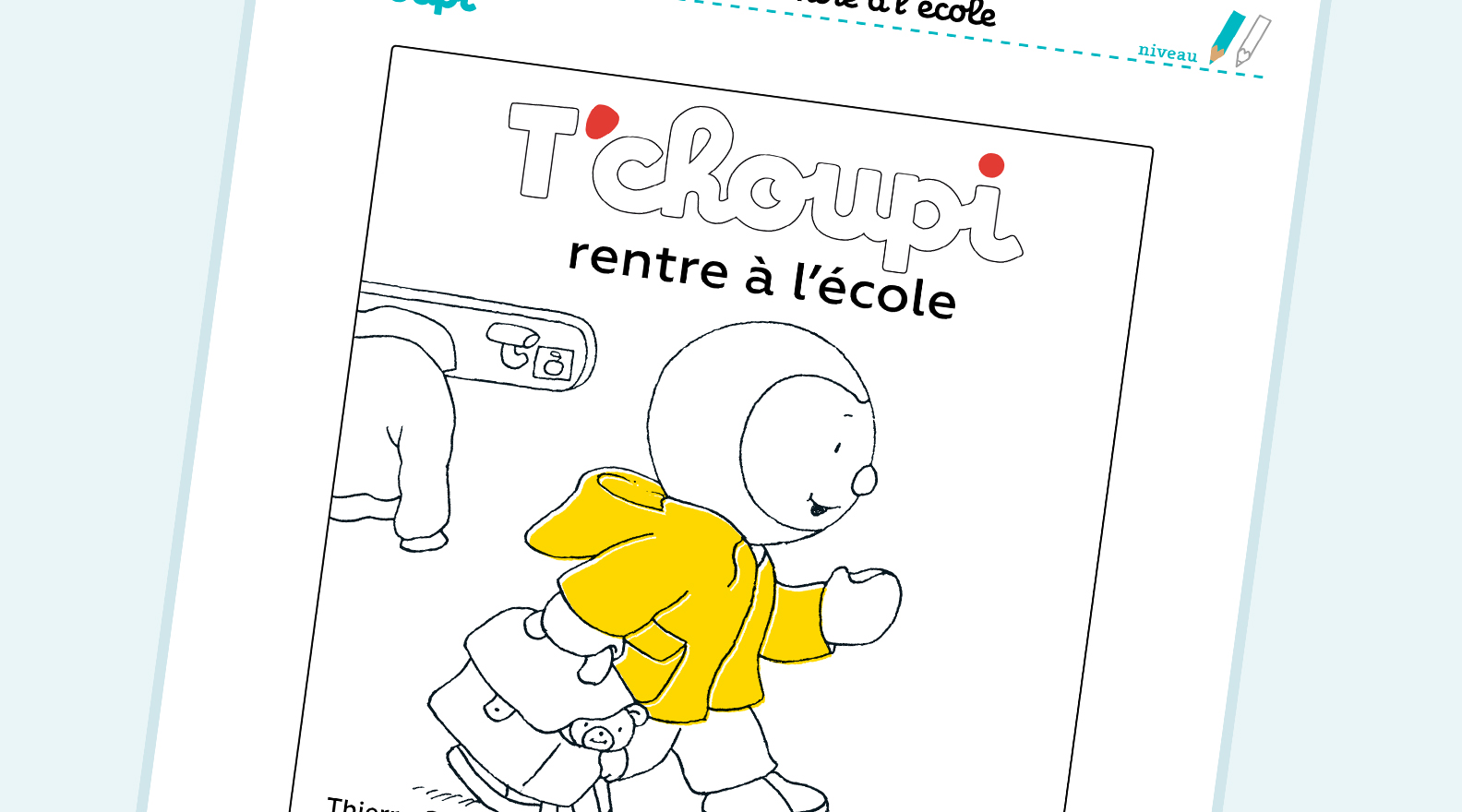 Coloriage, T'choupi rentre à l'école