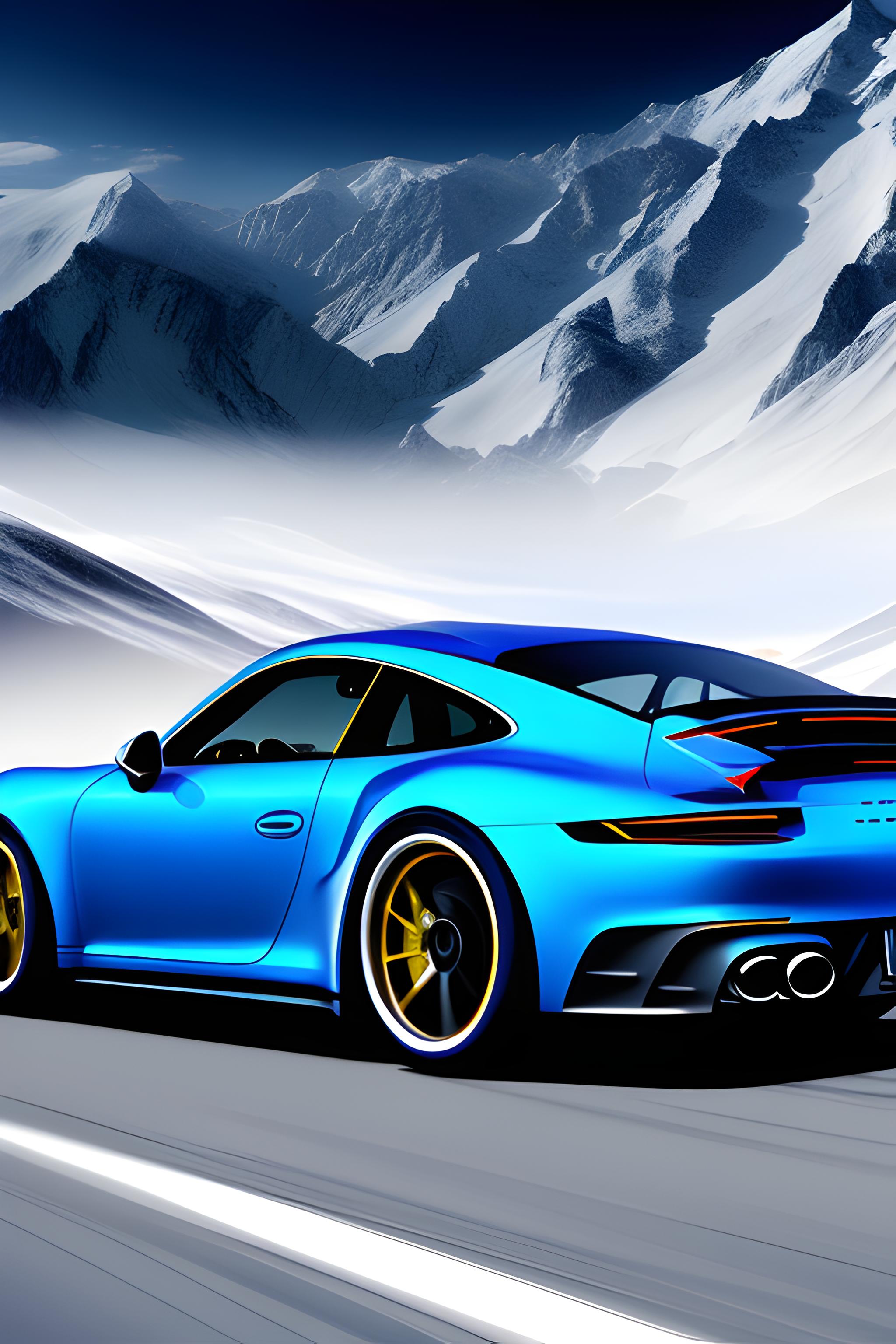 Blue Porsche 911 gt street r driving