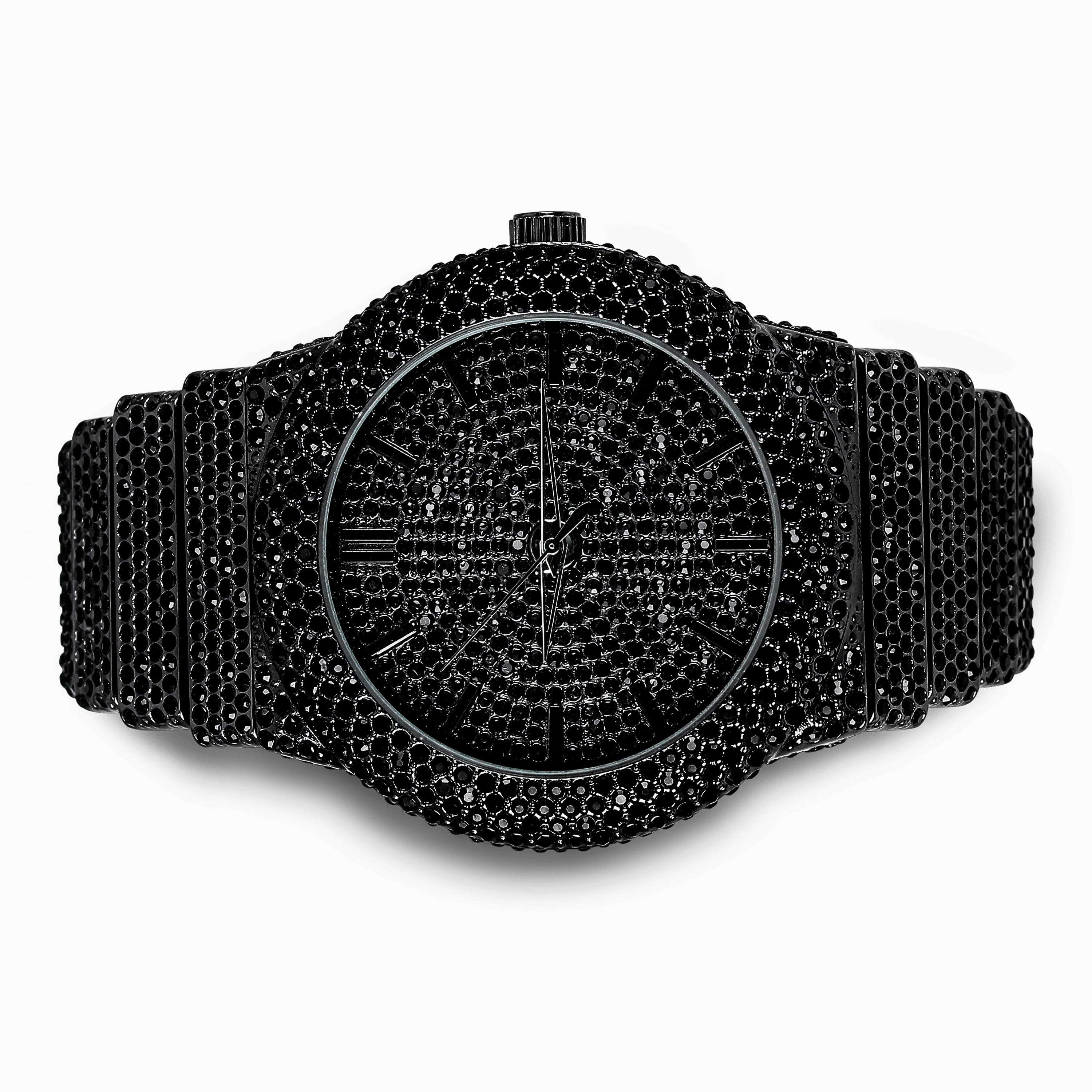 Men's Round Iced Out Diamond Watch