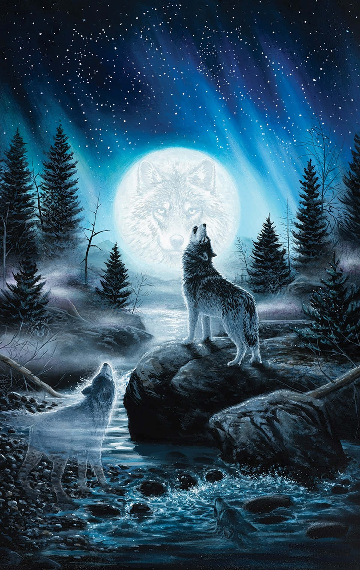 Download A Lone Howling Wolf Against a