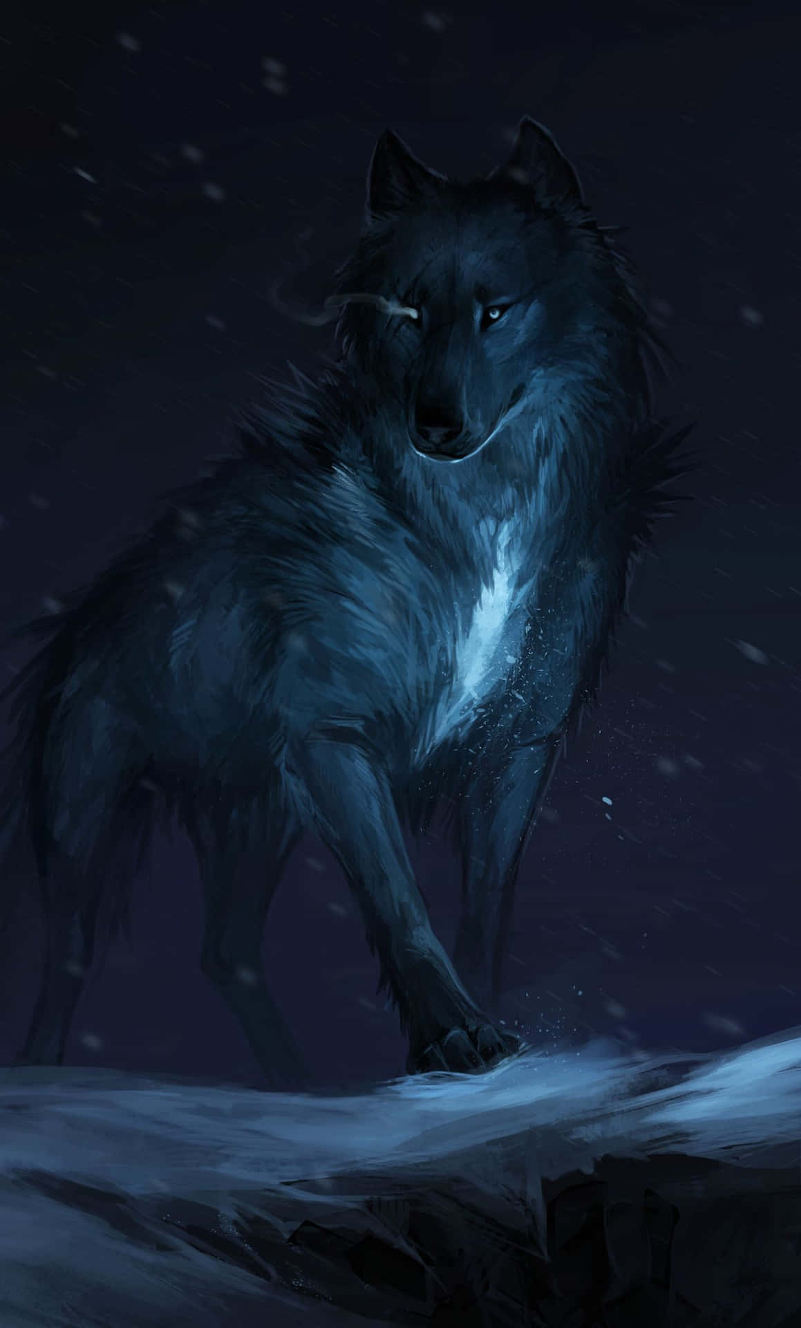 Wolf Howling In The Night Wallpaper