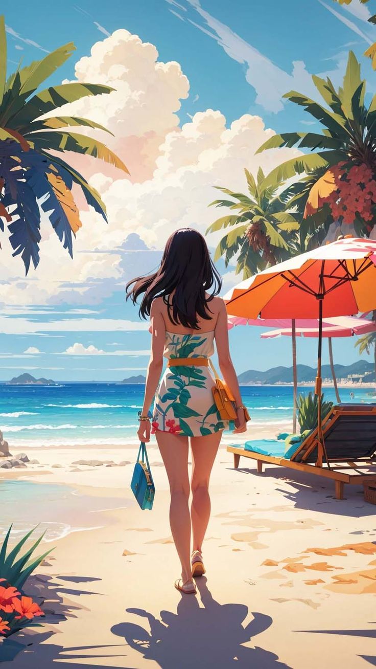 Beach Girl iPhone Wallpaper 4K