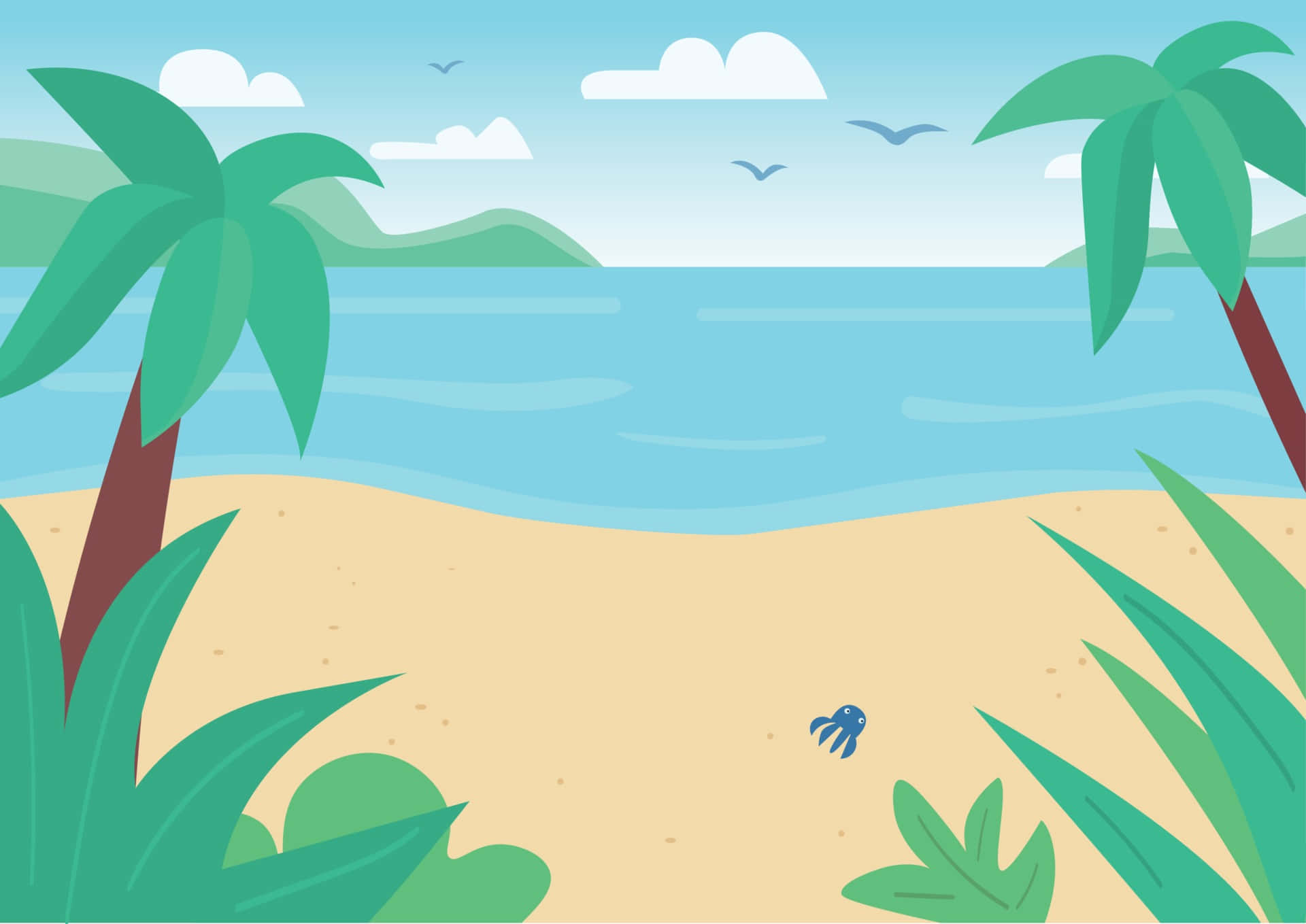 Cartoon Beach Background. Wallpaper