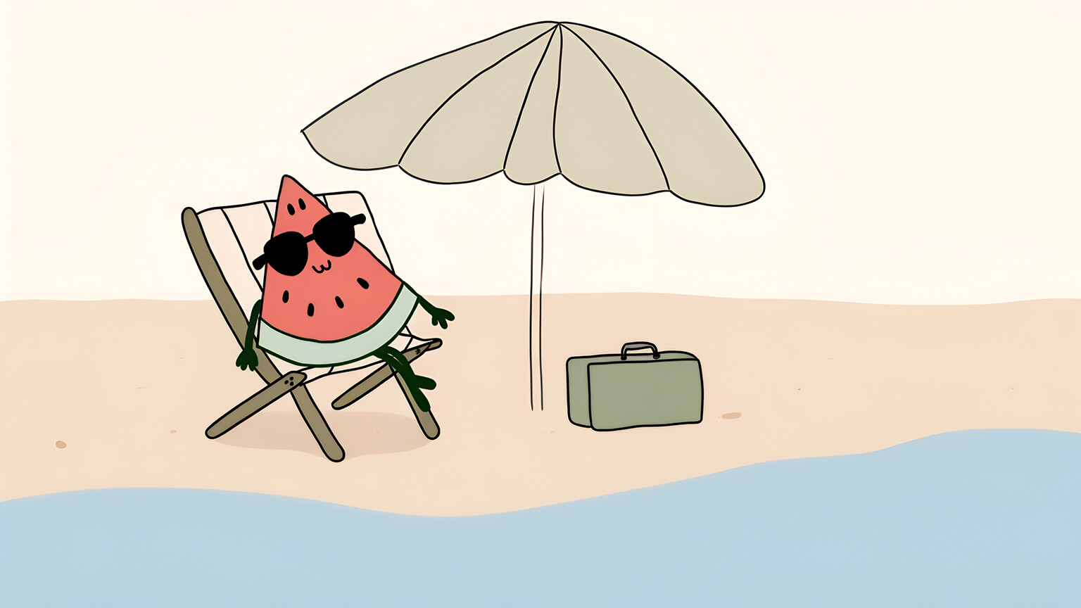 Watermelon Slice Sunning on the Beach