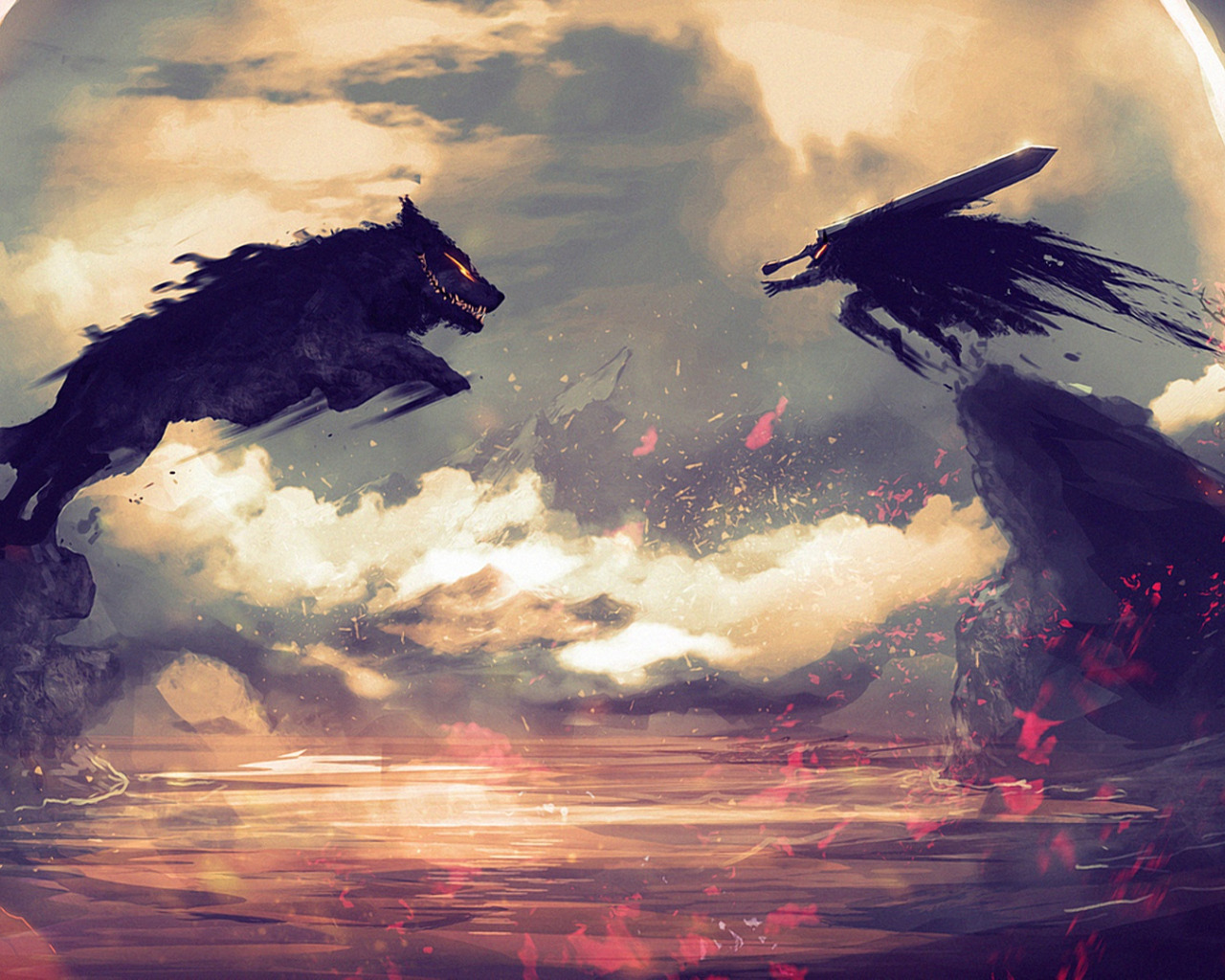 Download wallpaper sword, anime, art