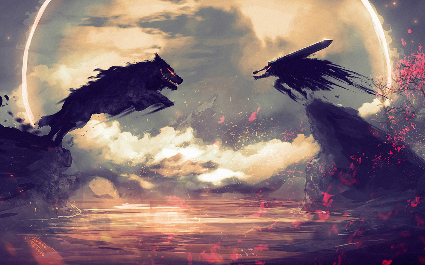 Download wallpaper sword, anime, art