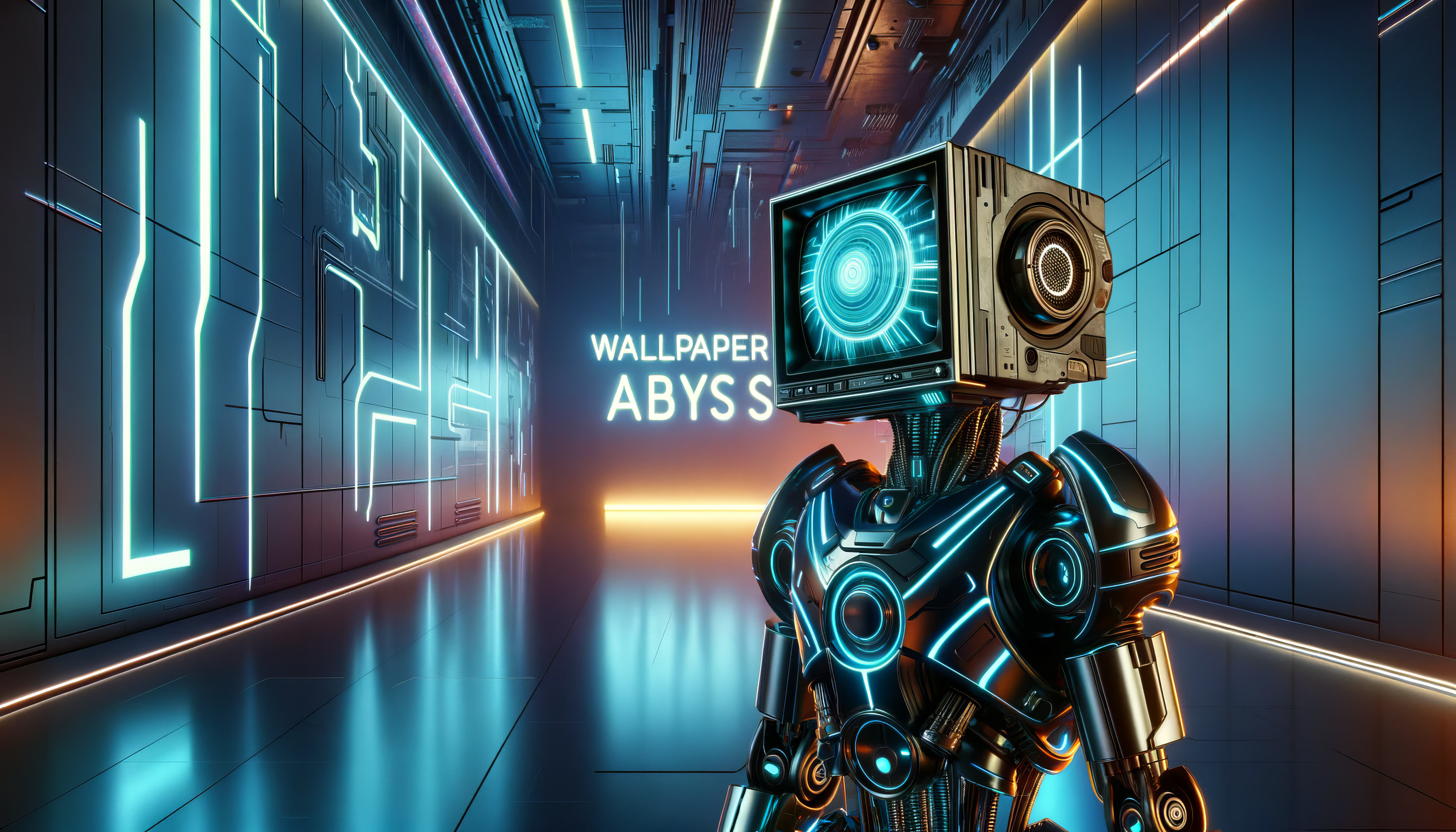 Futuristic Robot Corridor HD Wallpaper